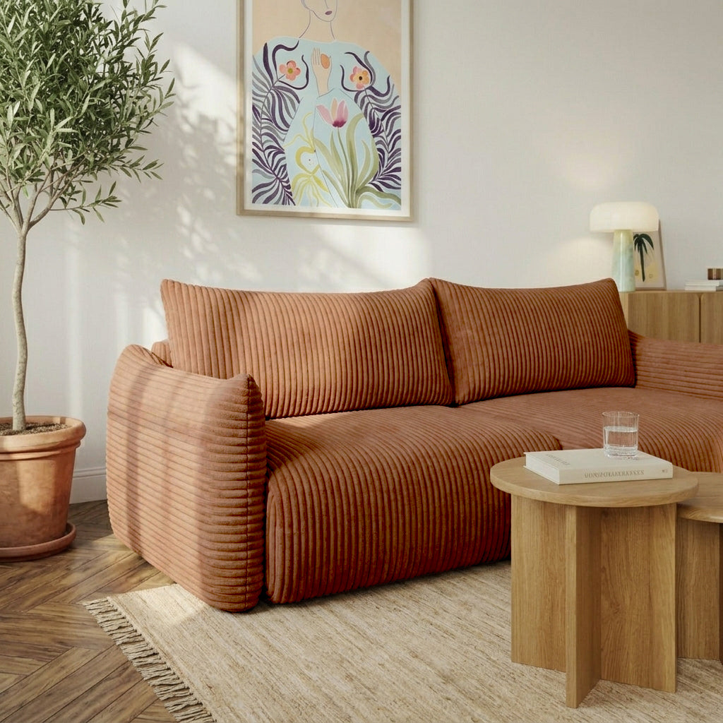 GLORIA 102.5'' Reversible Convertible Sectional Sofa - Terracotta