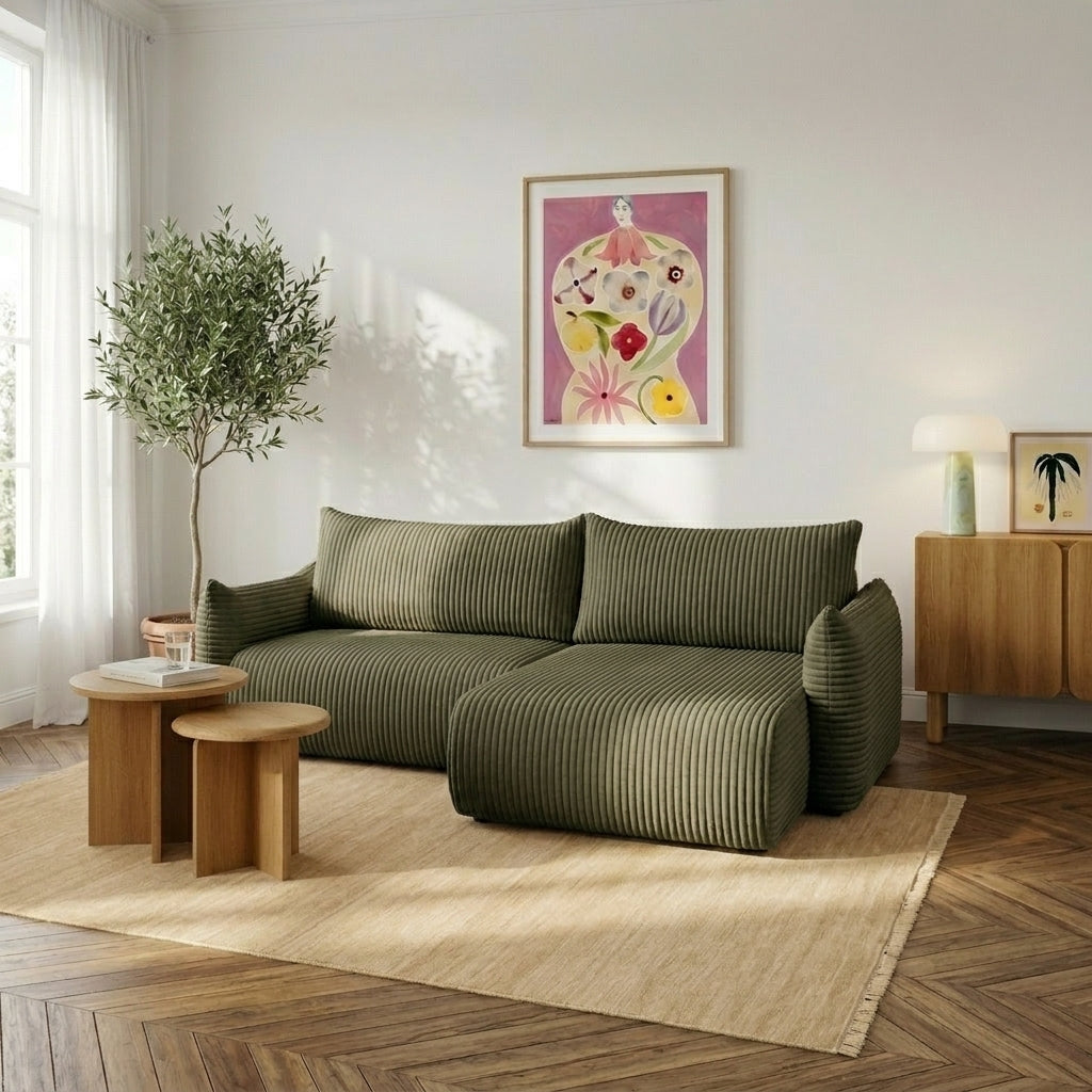 GLORIA 102.5'' Reversible Convertible Sectional Sofa - Green
