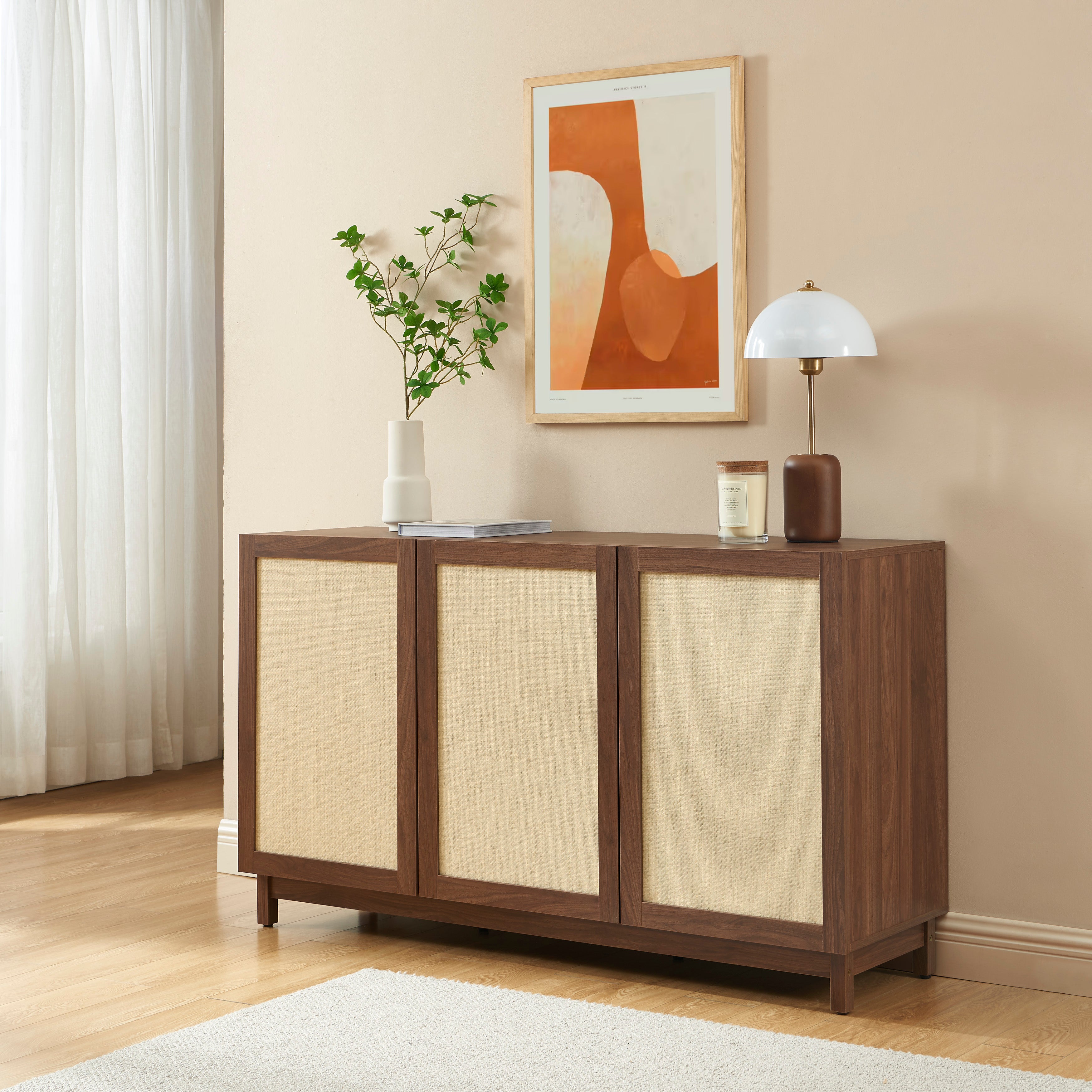 HARIA Highboard with Storage - Dark wood