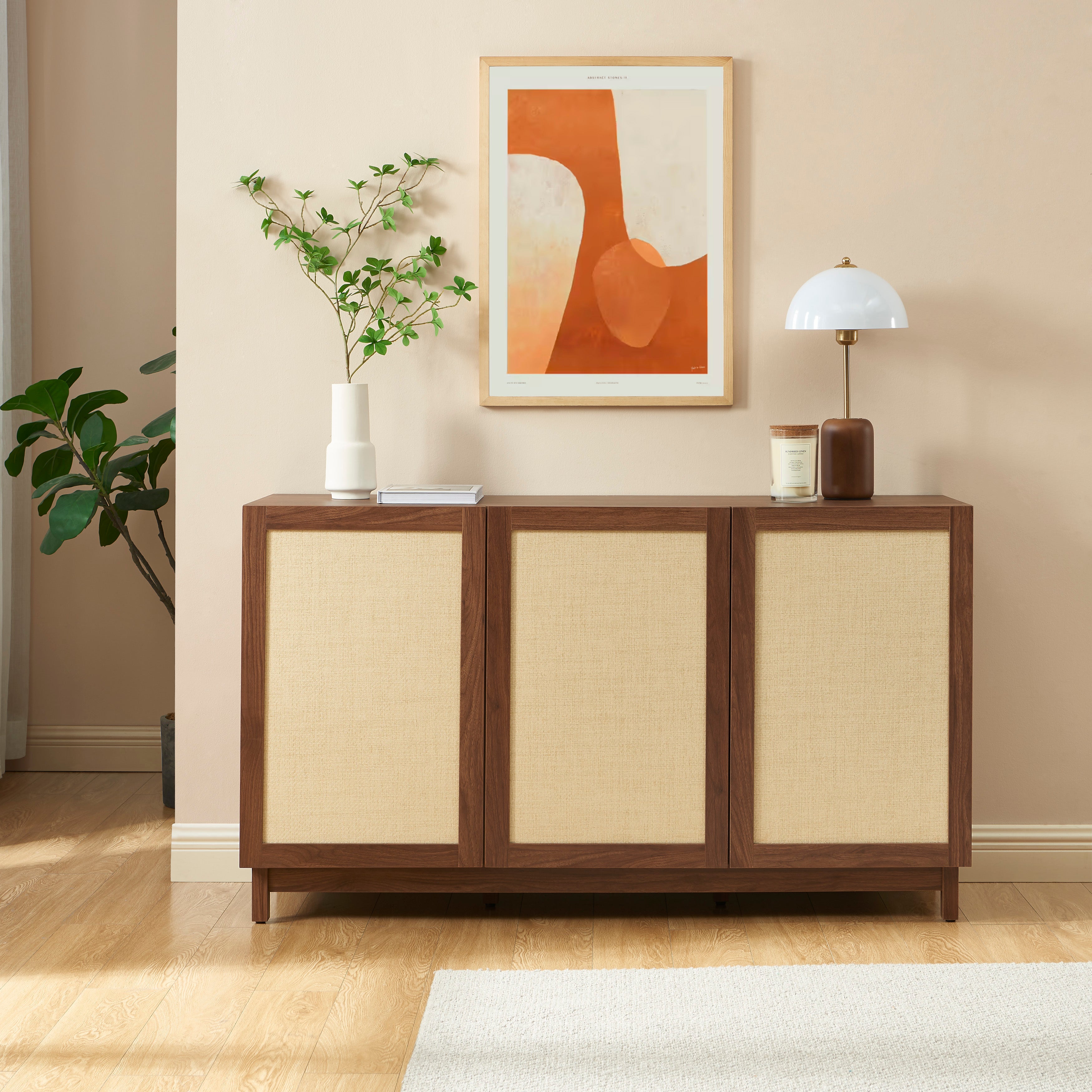 HARIA Highboard with Storage - Dark wood