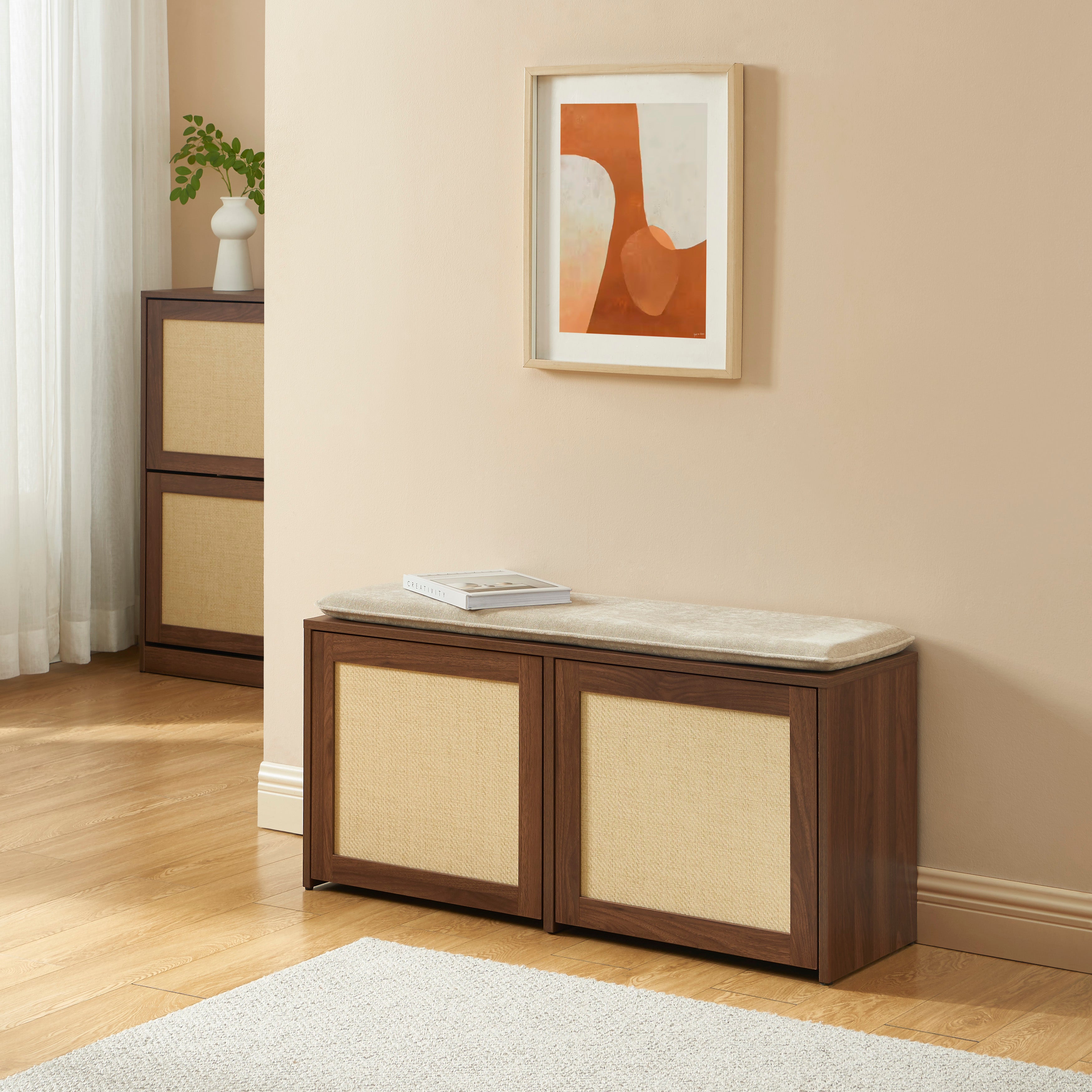 HARIA Shoe Bench - Dark wood