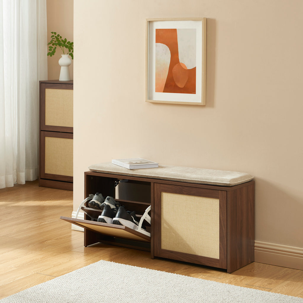 HARIA Shoe Bench - Dark wood