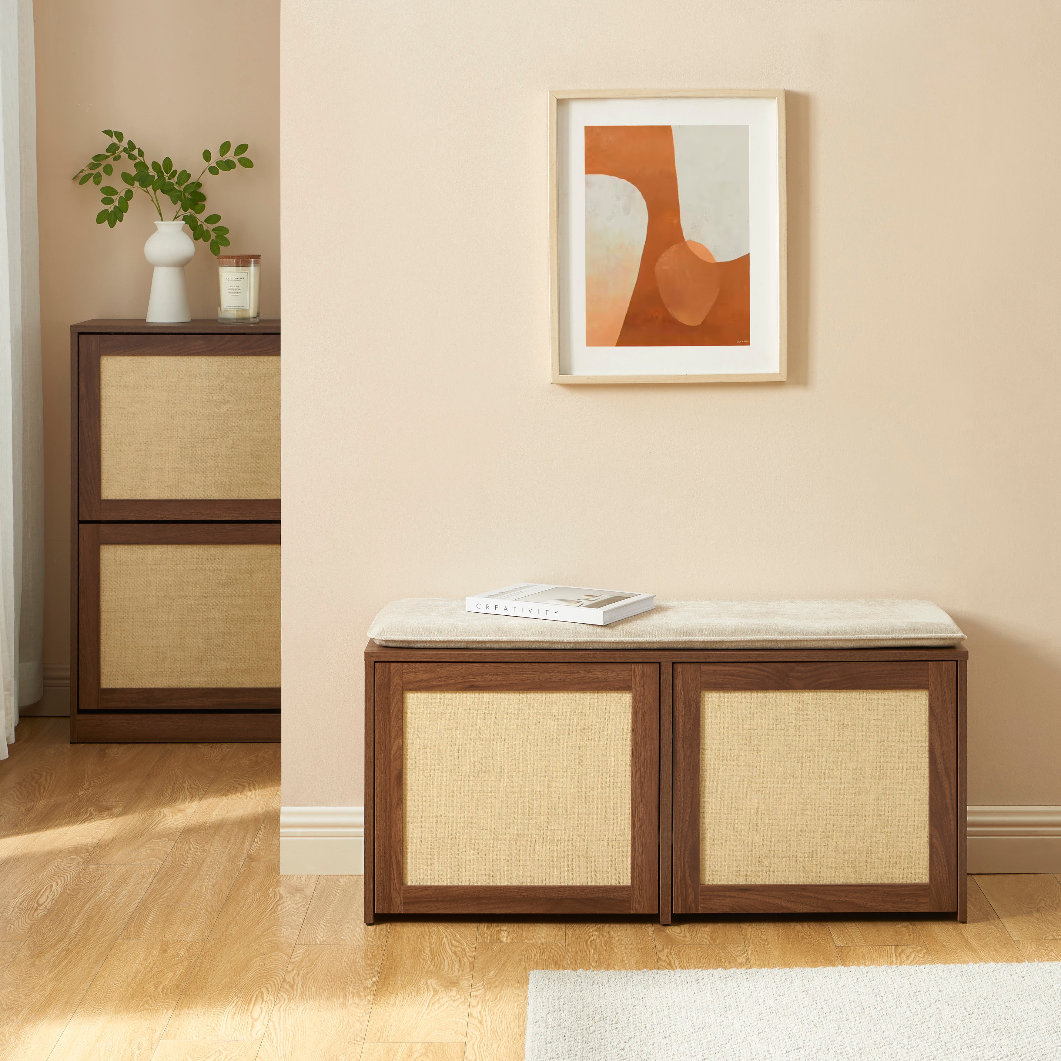 HARIA Shoe Bench - Dark wood