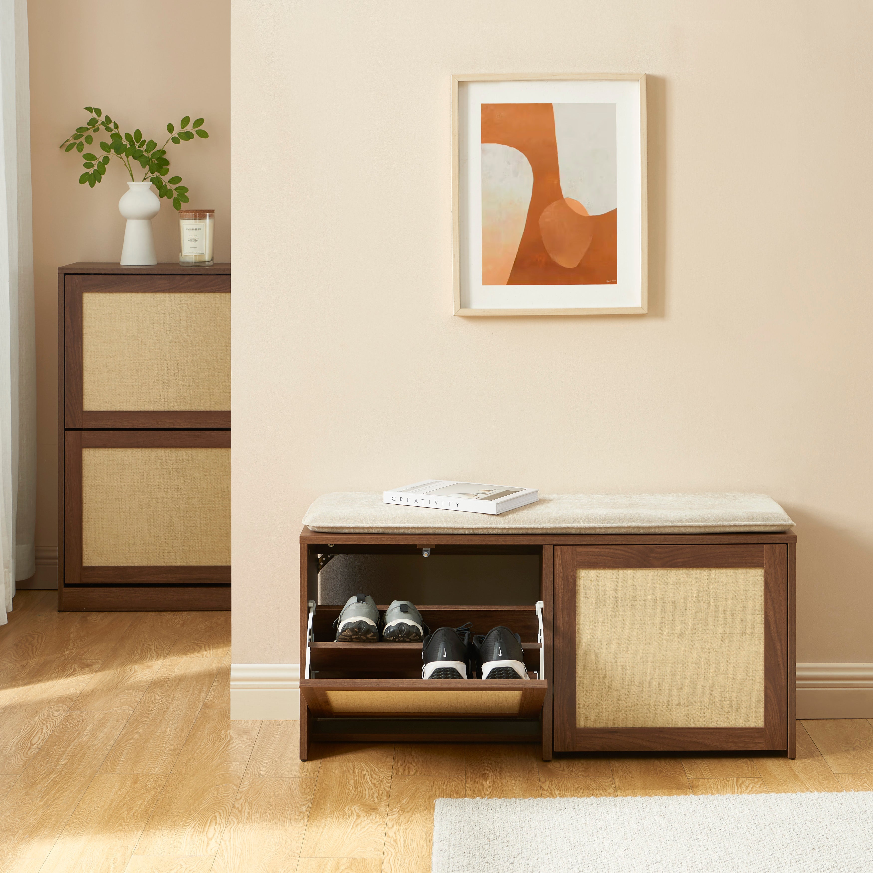 HARIA Shoe Bench - Dark wood