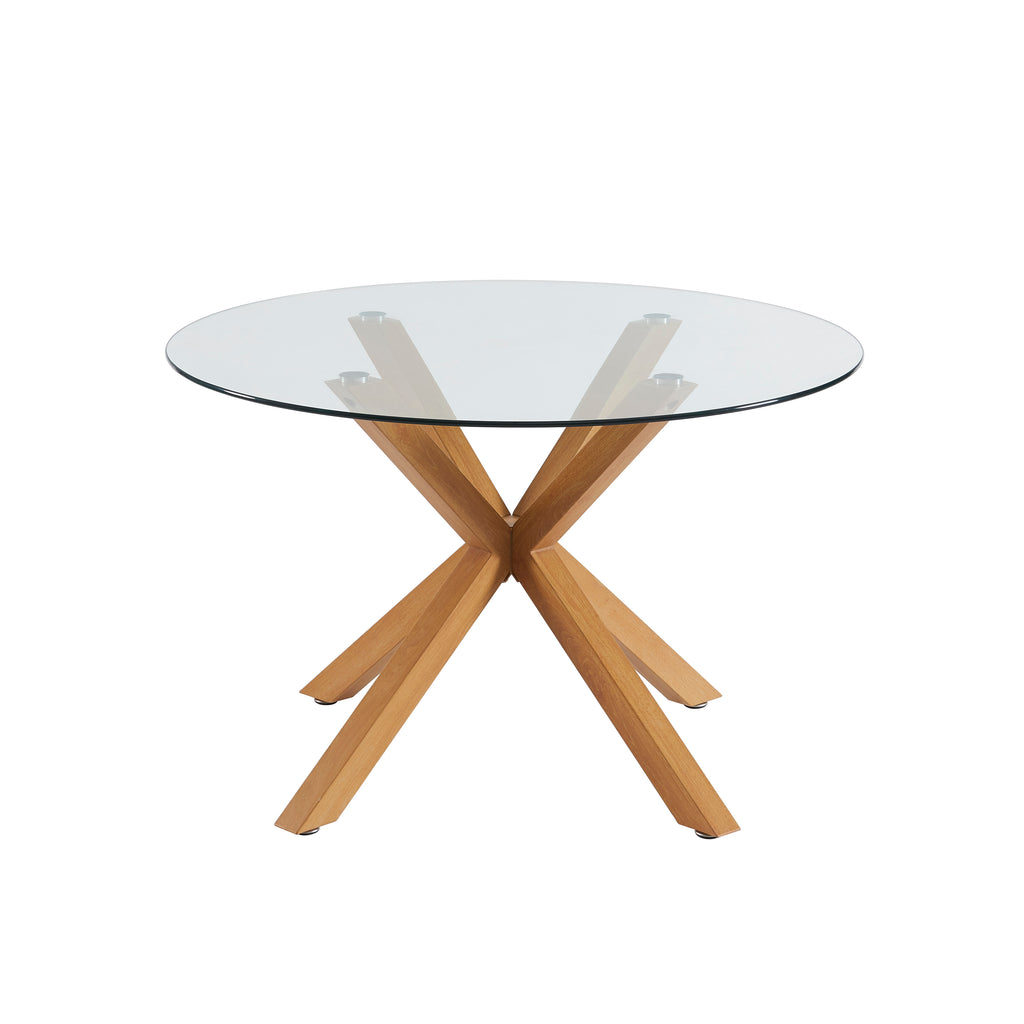 HARRY Round Solid Wood Dining Table - Transparent