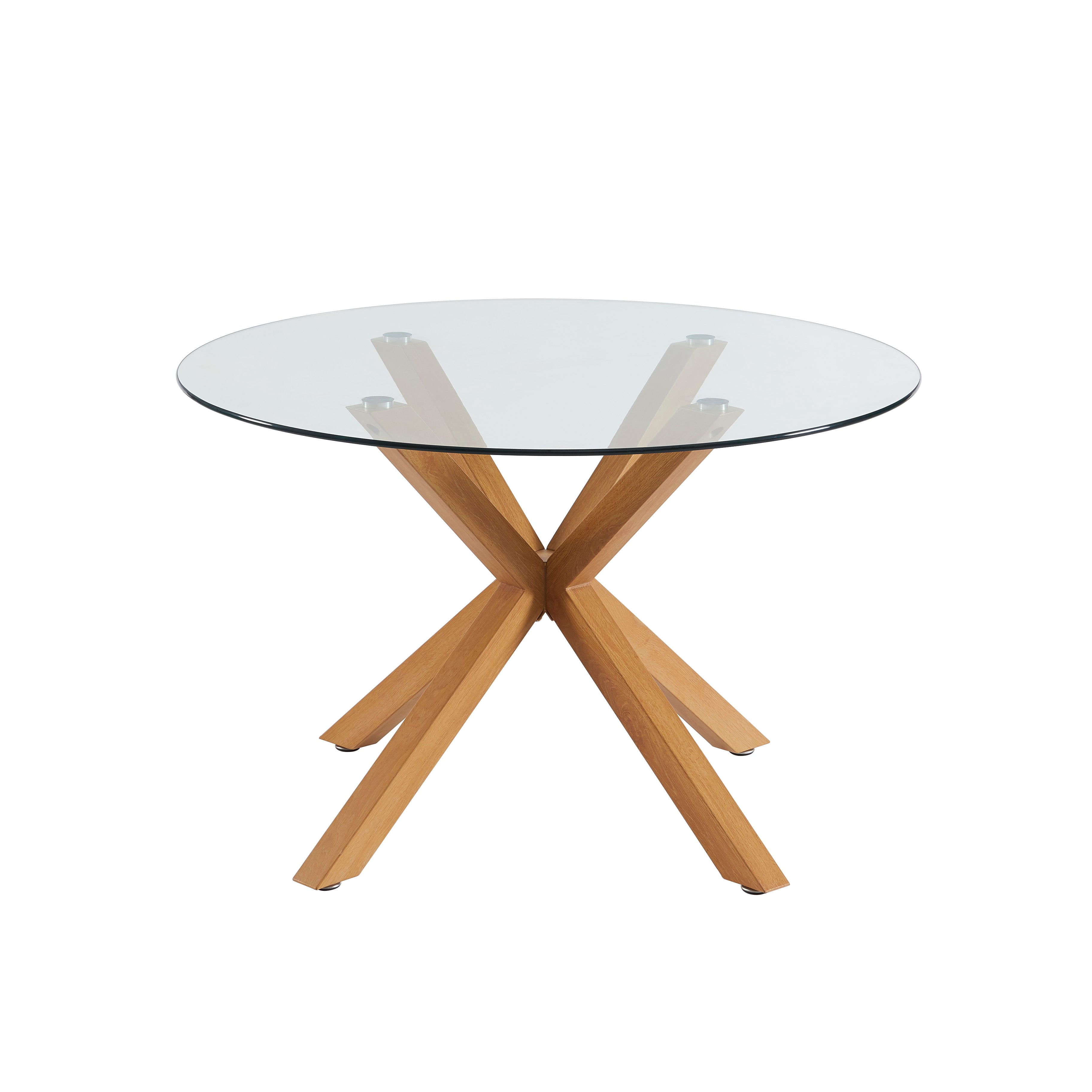 HARRY Round Solid Wood Dining Table - Transparent