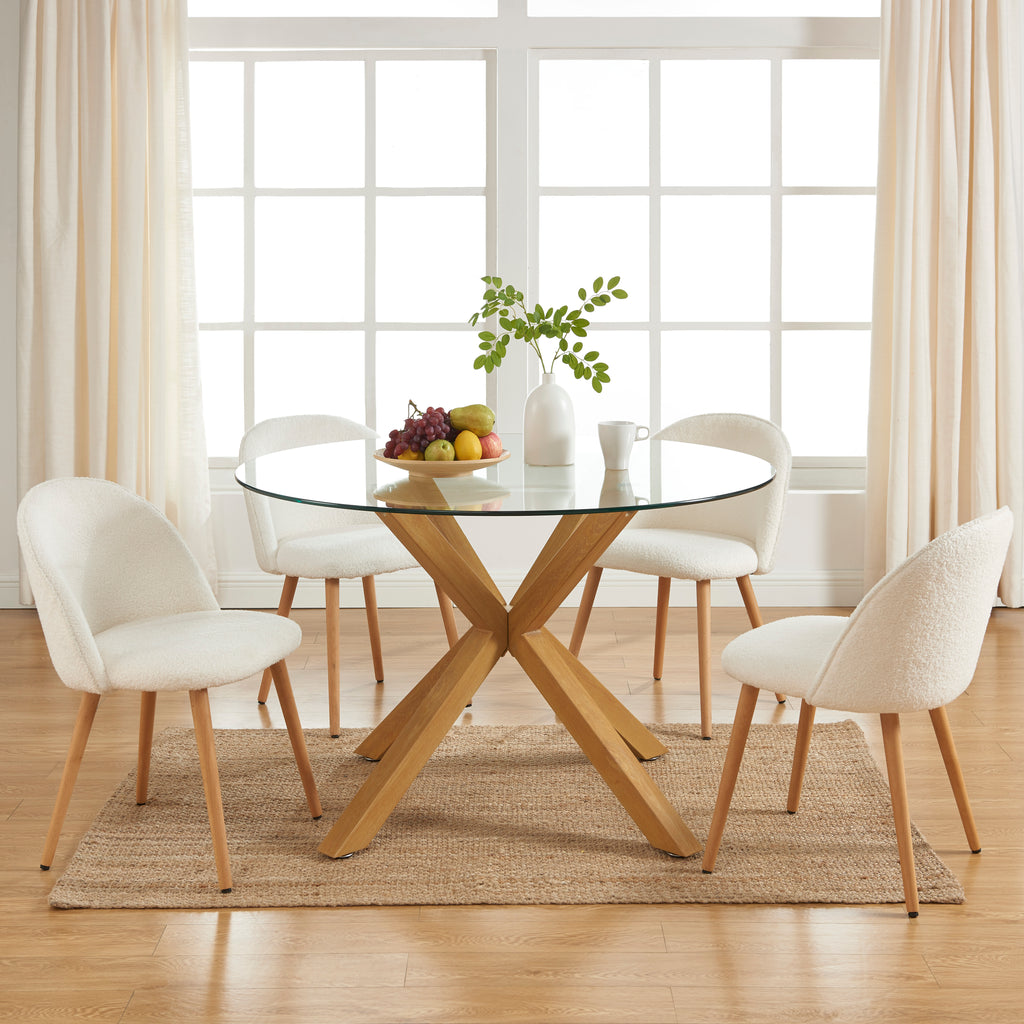 HARRY Round Solid Wood Dining Table - Transparent