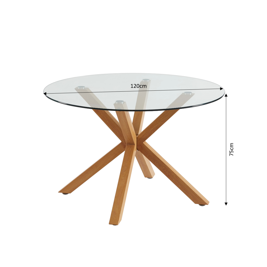 HARRY Round Solid Wood Dining Table - Transparent