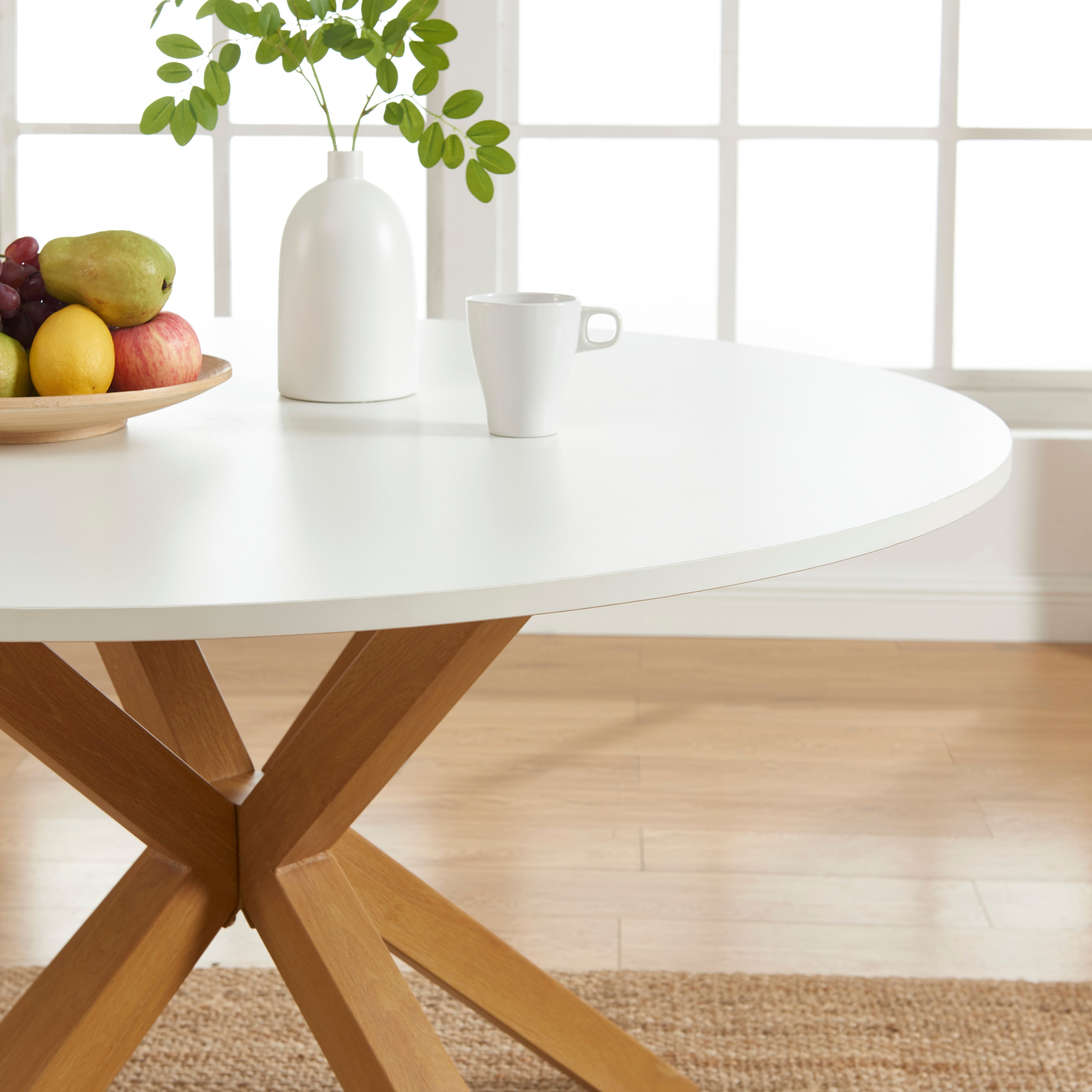 HARRY Round Solid Wood Dining Table - White