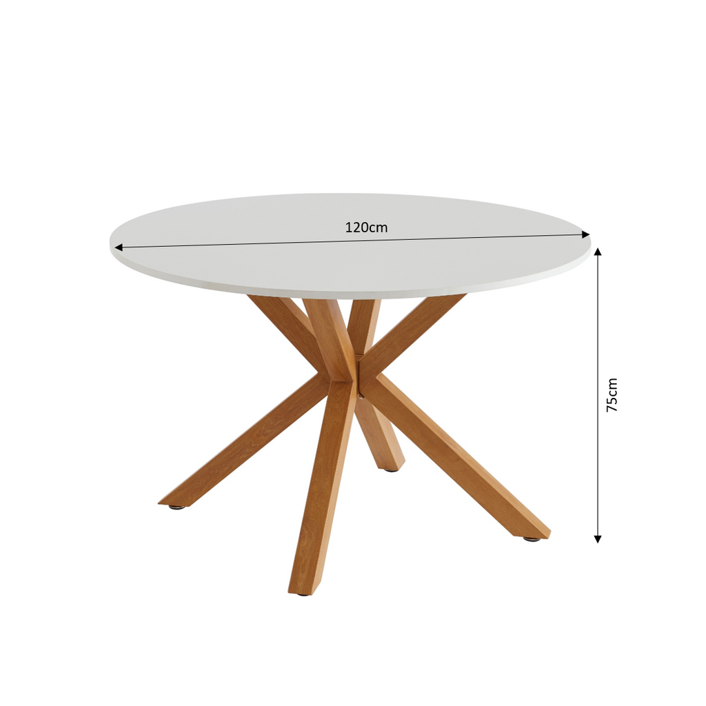 HARRY Round Solid Wood Dining Table - White