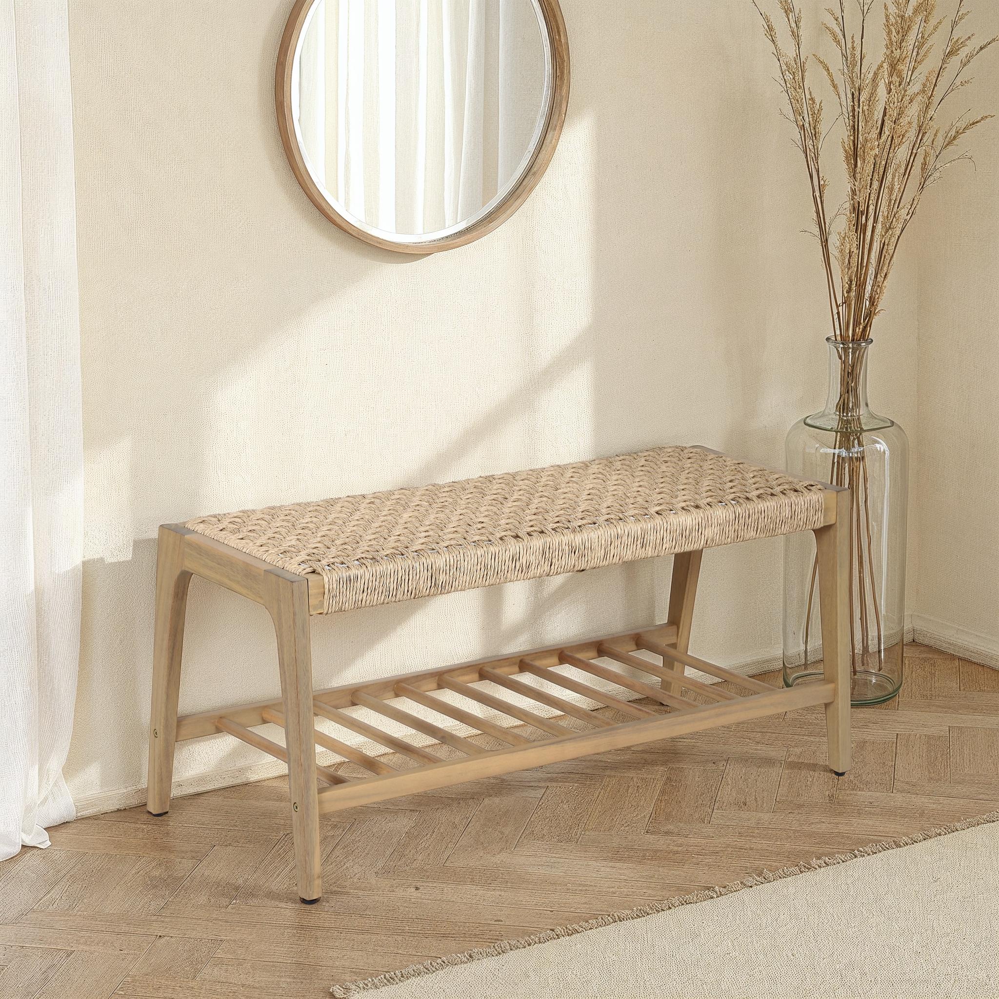 HUKA Indoor and Outdoor Bench - Light wood