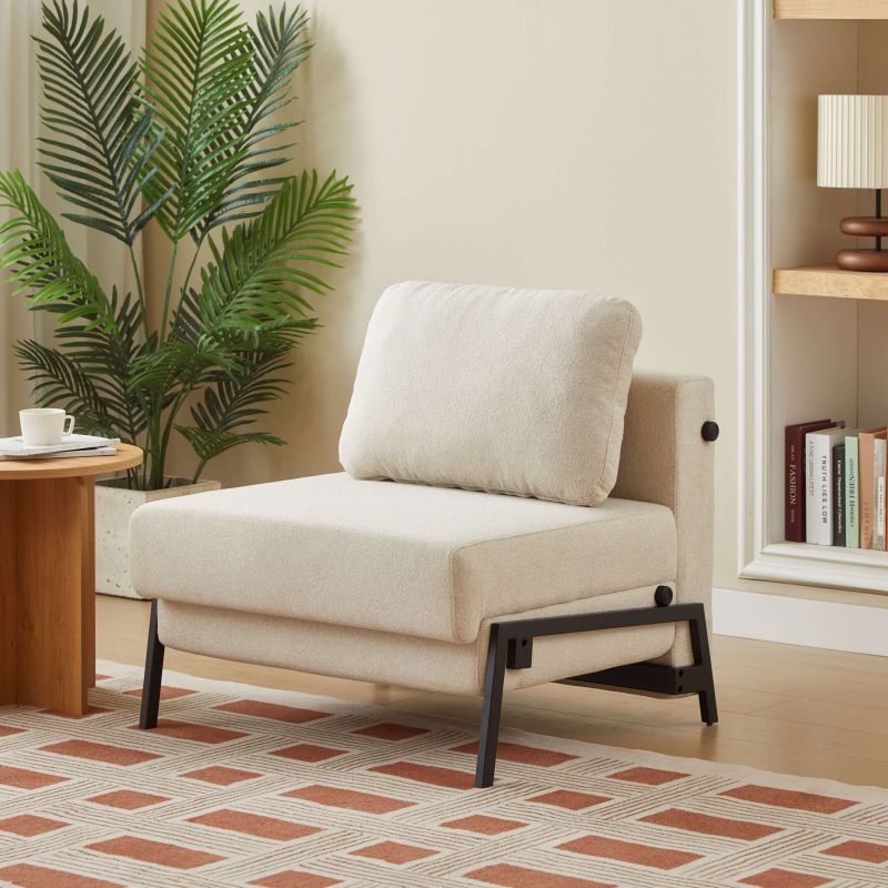 Convertible Armchair Nio 1 Seater Fabric Brown – Beige