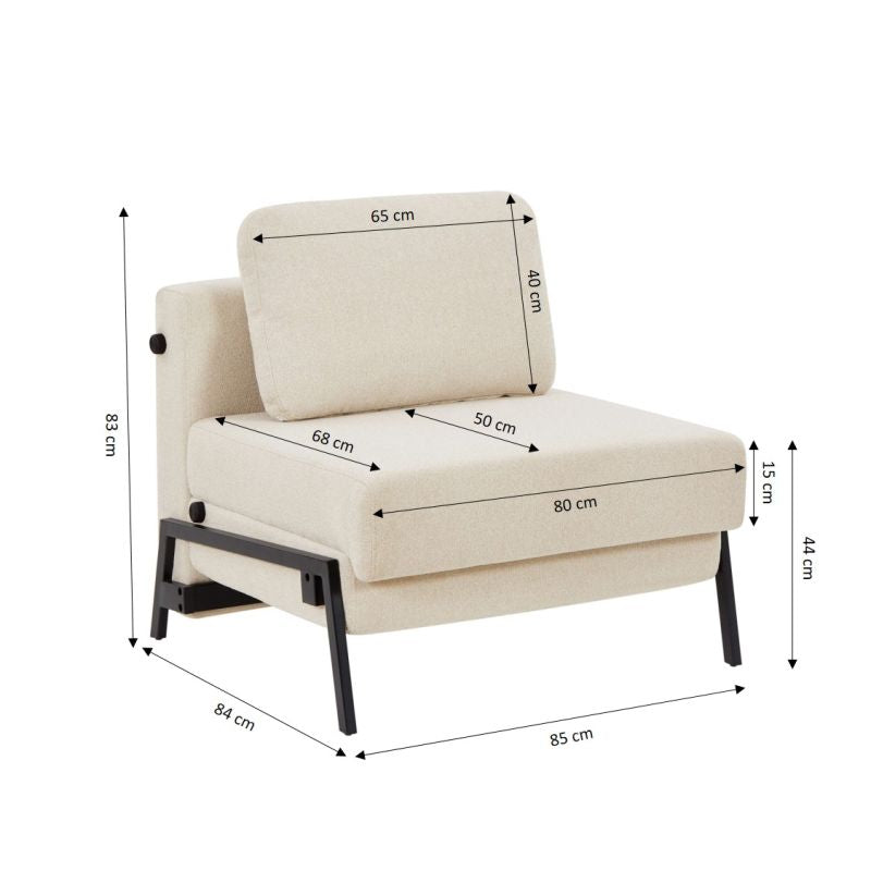 Convertible Armchair Nio 1 Seater Fabric Brown – Beige