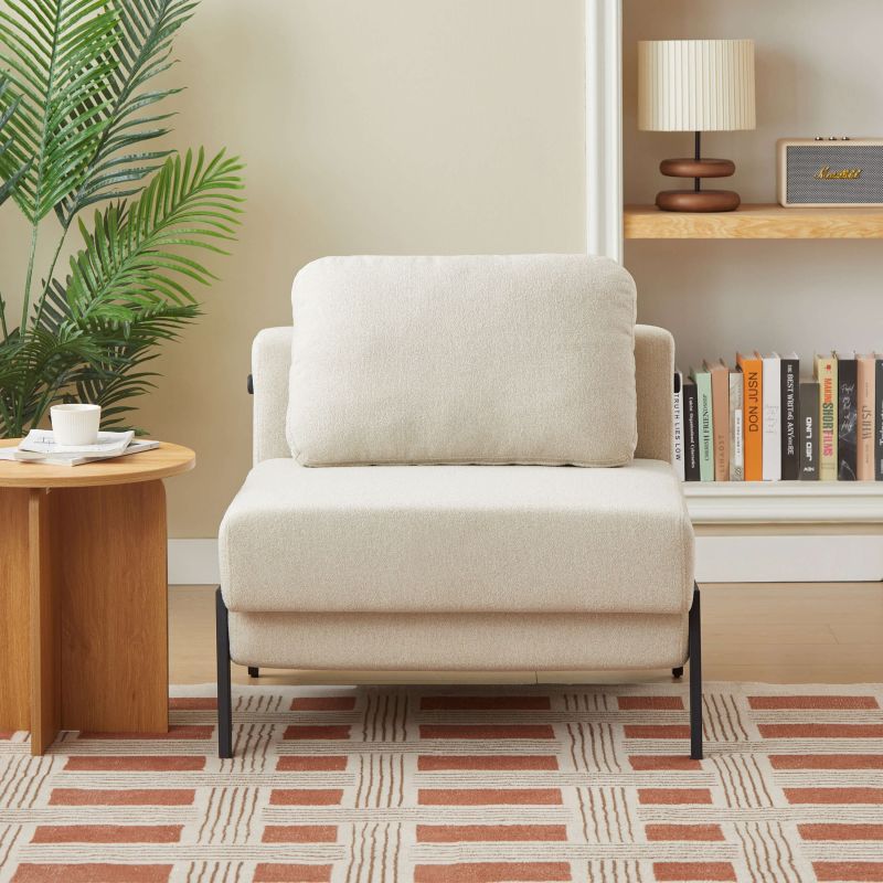 Convertible Armchair Nio 1 Seater Fabric Brown – Beige