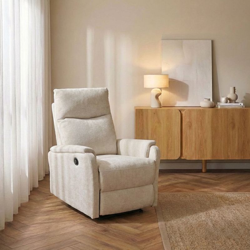 Electric Recliner Armchair Argoli 1 Seater Fabric – Beige