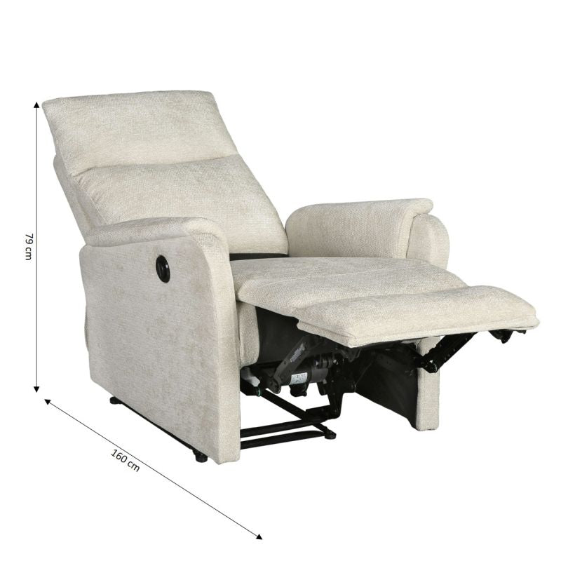 Electric Recliner Armchair Argoli 1 Seater Fabric – Beige