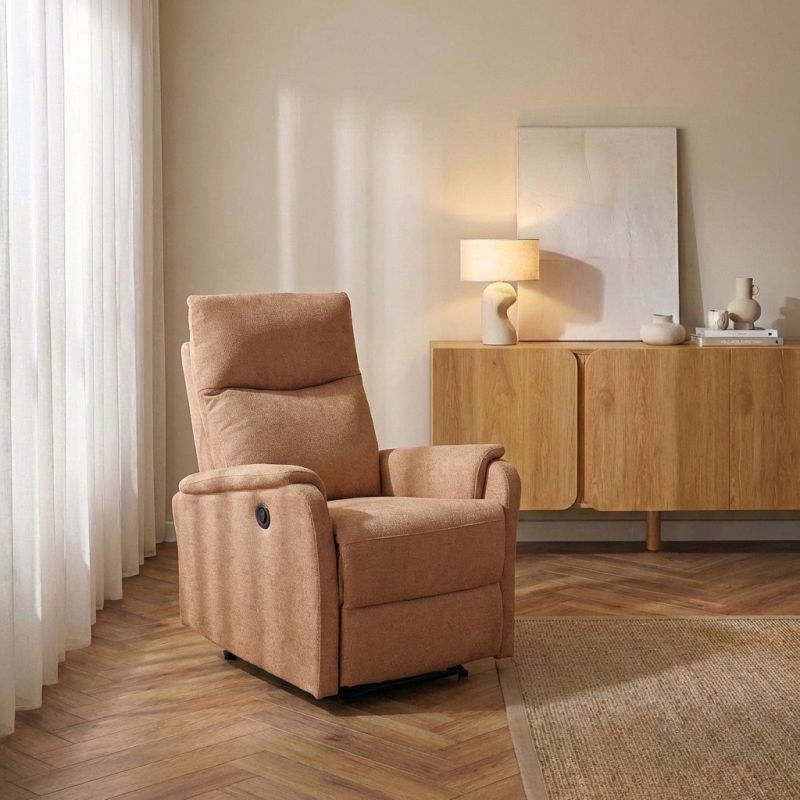 Electric Recliner Armchair Argoli 1 Seater Fabric – Orange