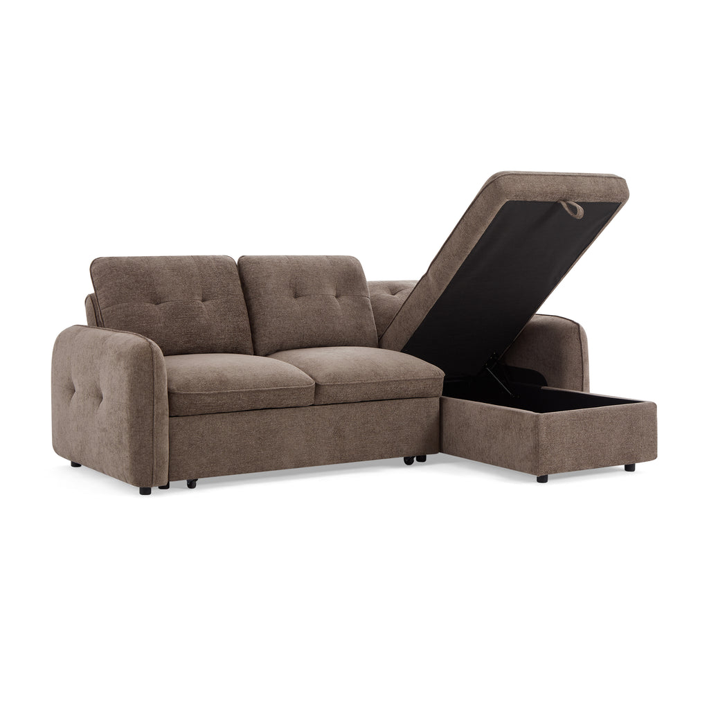 IMPA 93'' Reversible Convertible Sectional Sofa - Brown