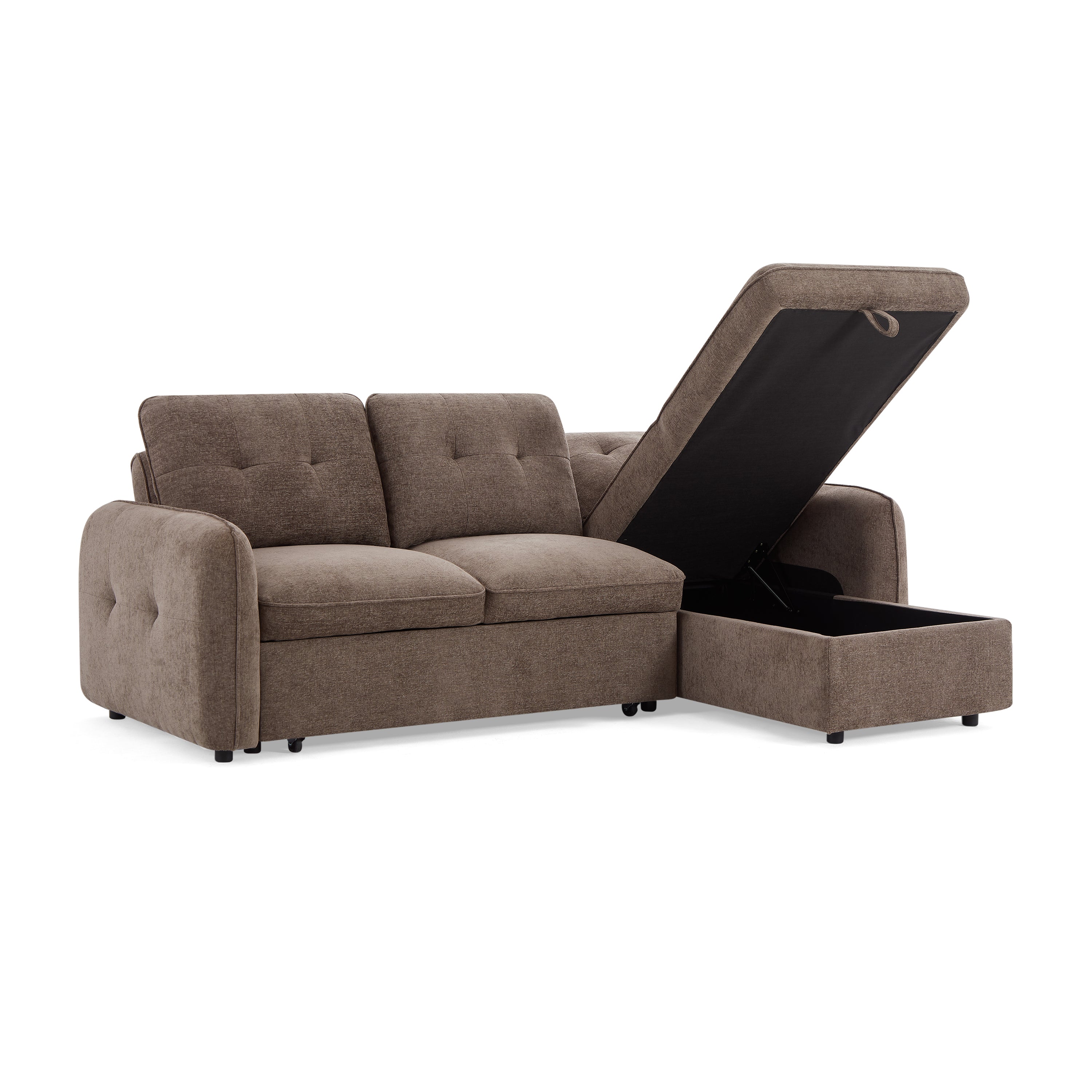 IMPA 93'' Reversible Convertible Sectional Sofa - Brown