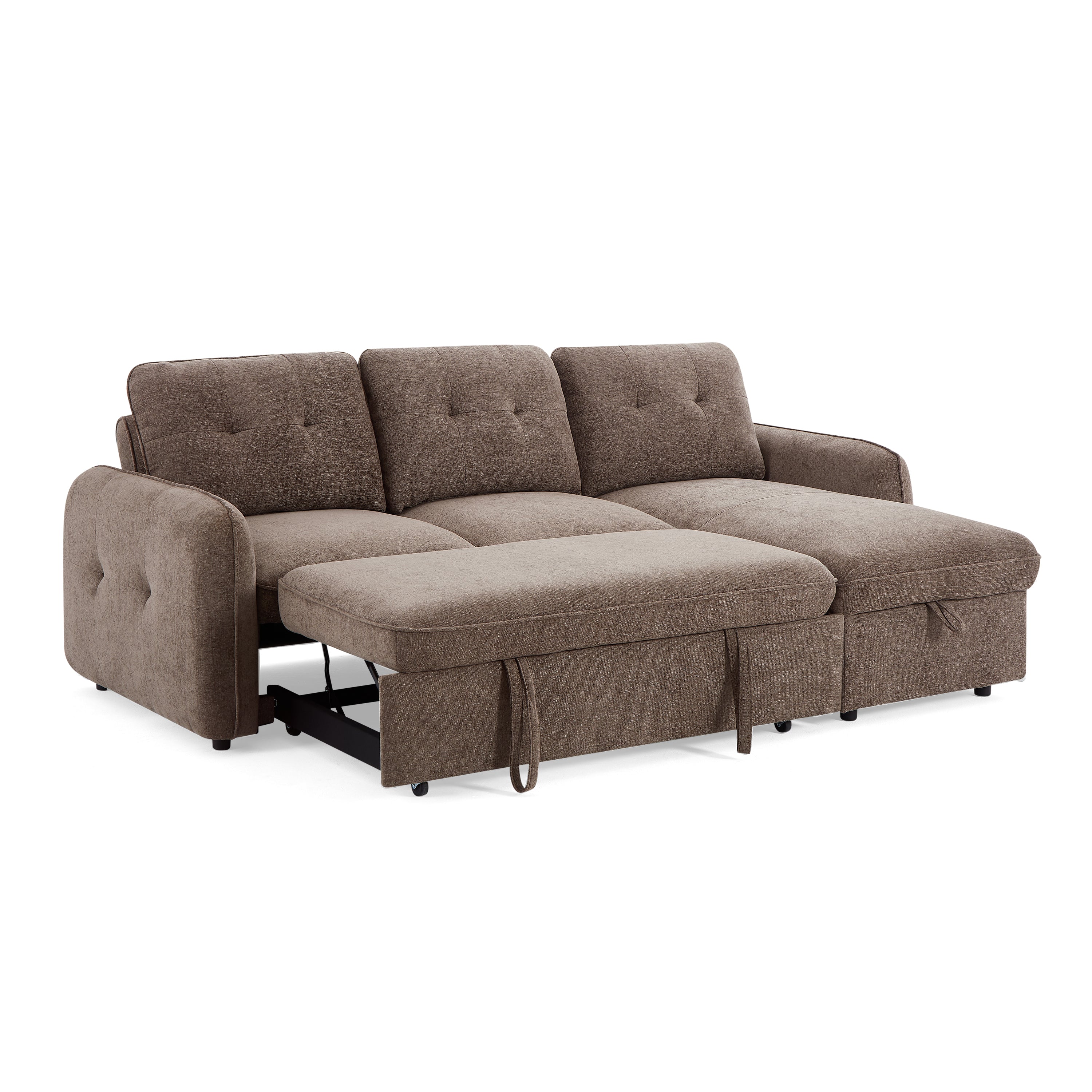 IMPA 93'' Reversible Convertible Sectional Sofa - Brown