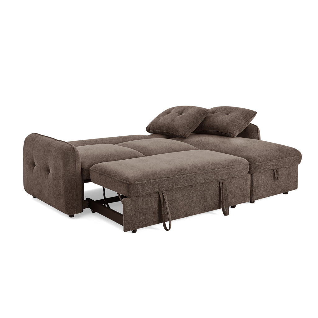 IMPA 93'' Reversible Convertible Sectional Sofa - Brown