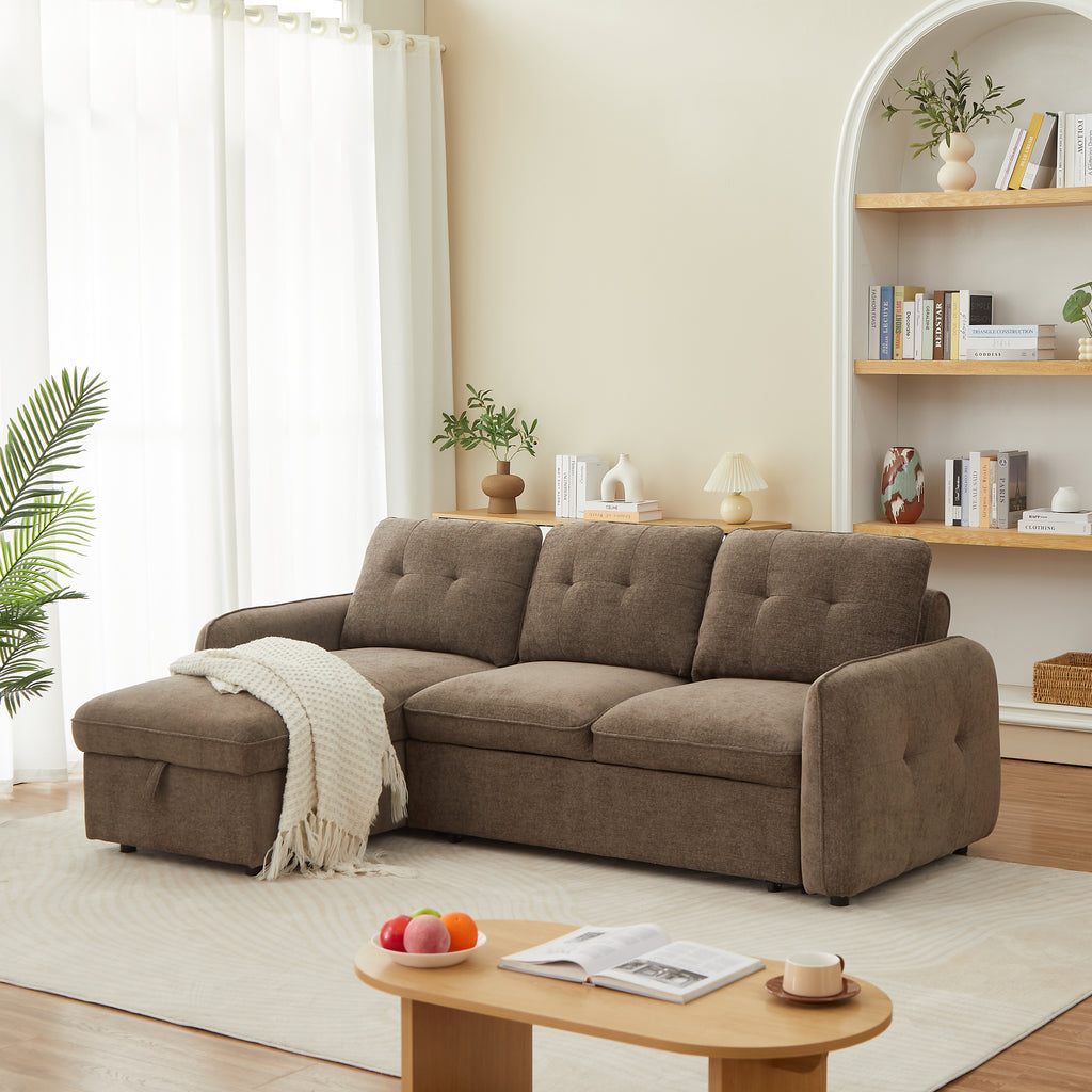 IMPA 93'' Reversible Convertible Sectional Sofa - Brown