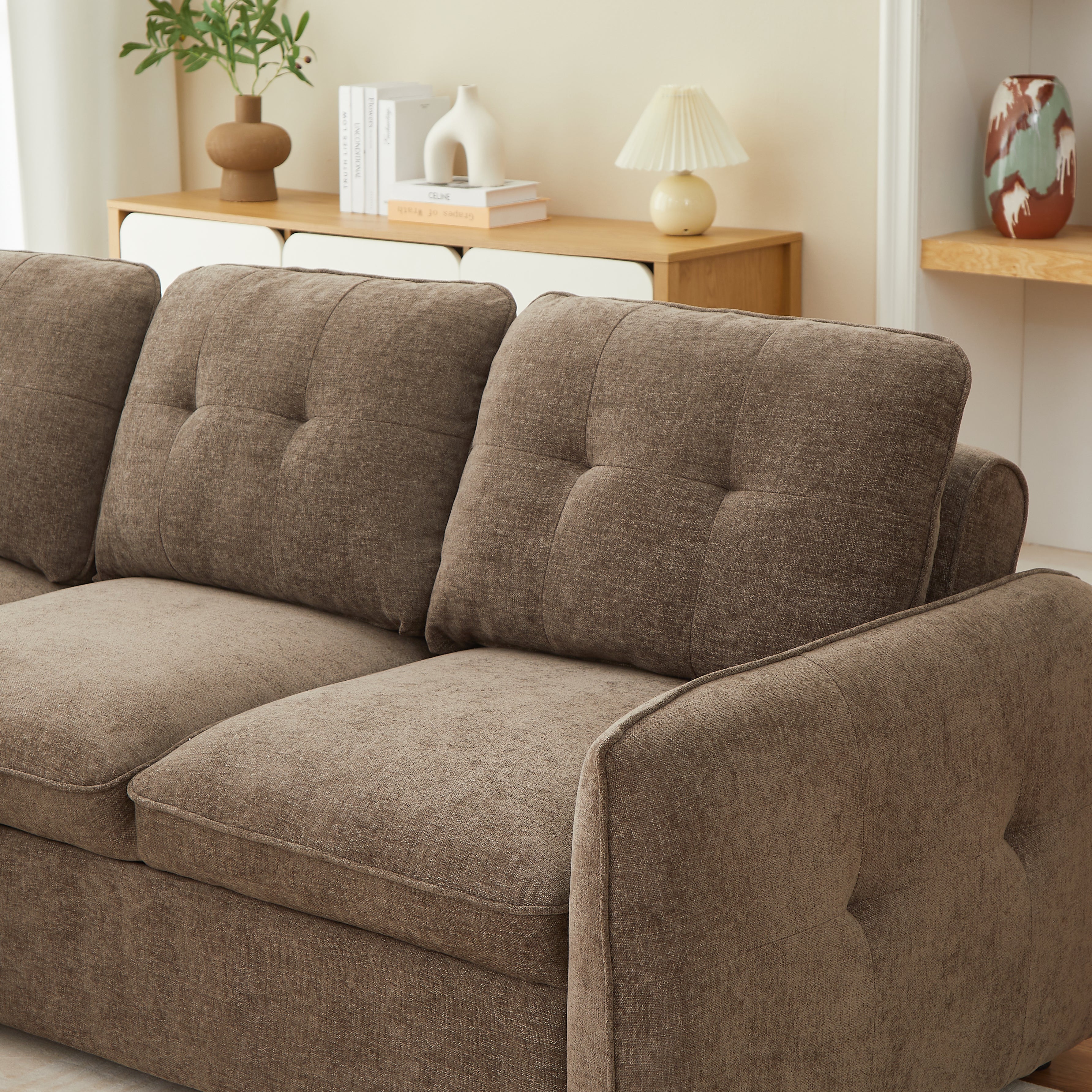 IMPA 93'' Reversible Convertible Sectional Sofa - Brown