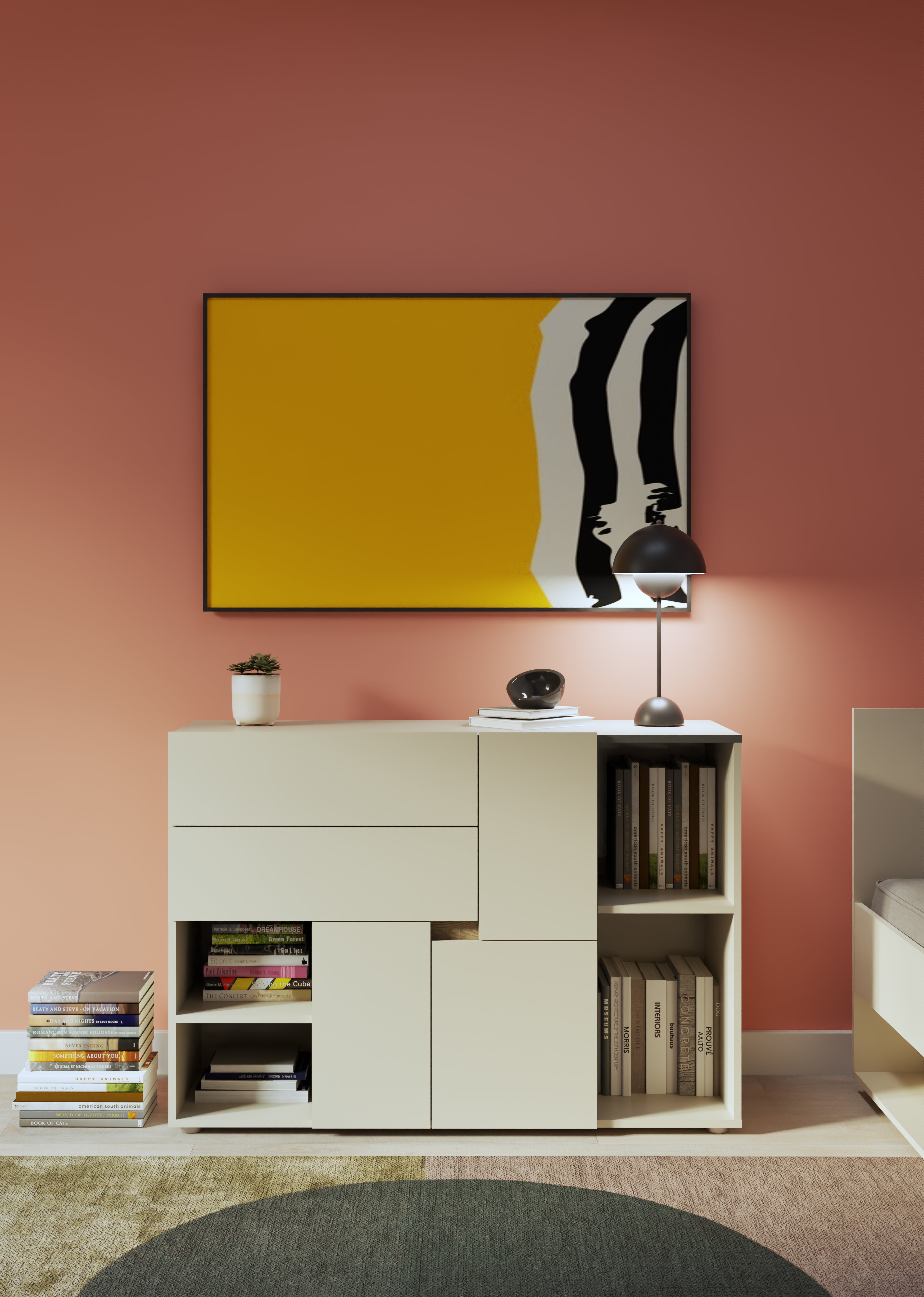INGA Kids Bookcase with Doors – Almond green