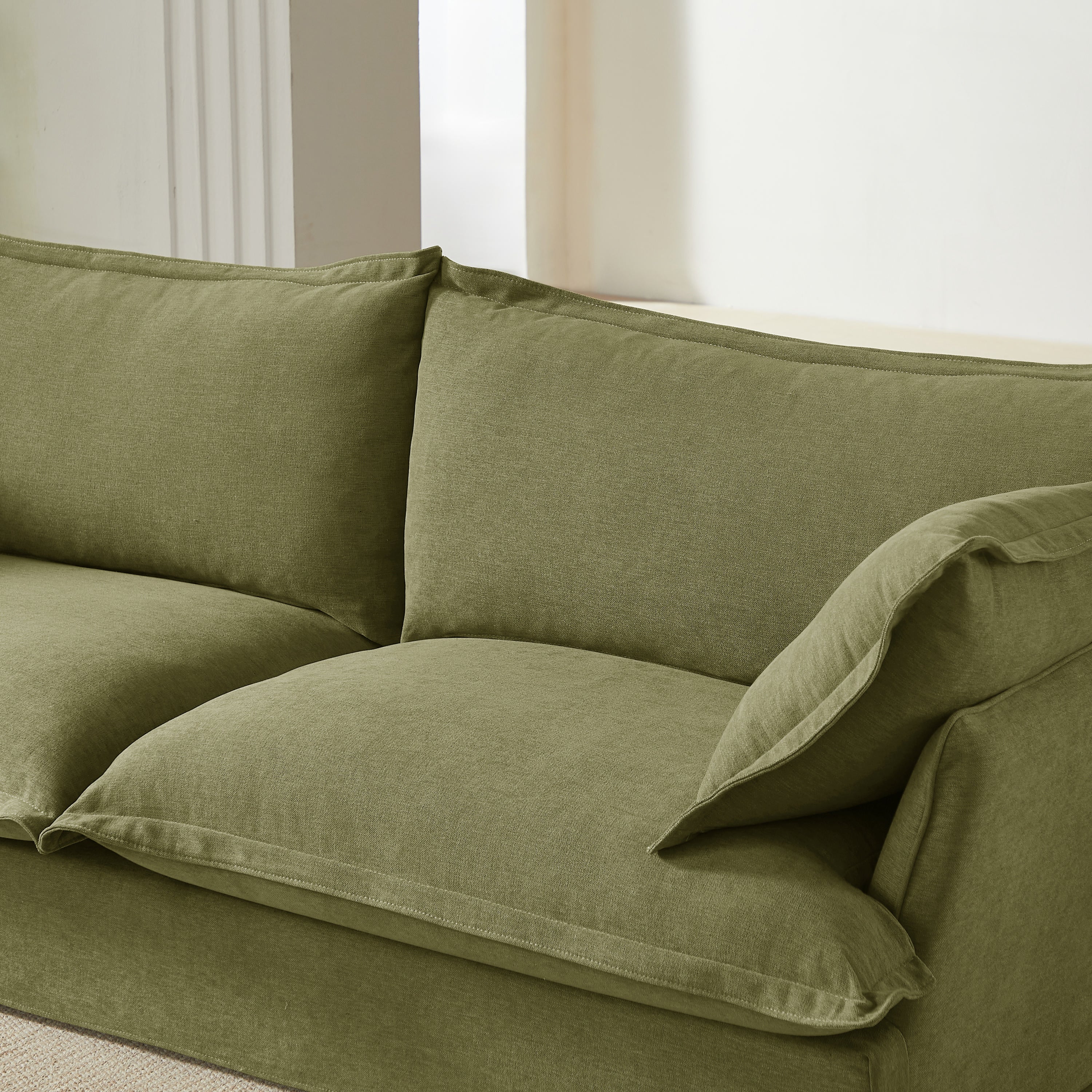 IROKO Fabric Straight Sofa – Green