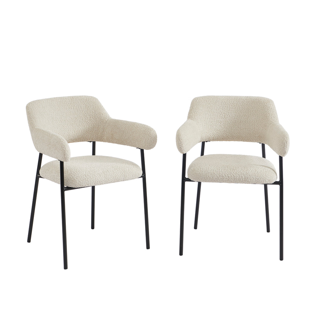 IVAN Set of 2 Upholstered Dining Chairs – Beige