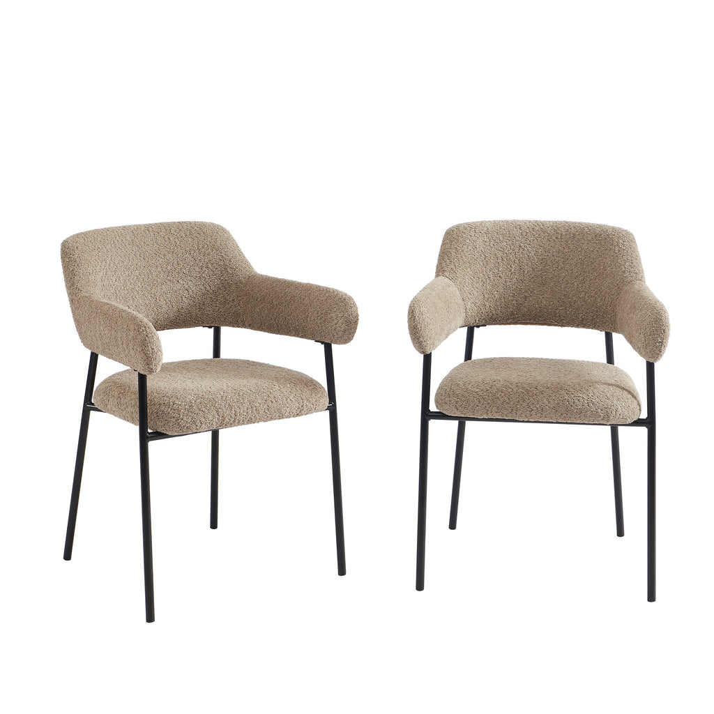 IVAN Set of 2 Upholstered Dining Chairs – Brown