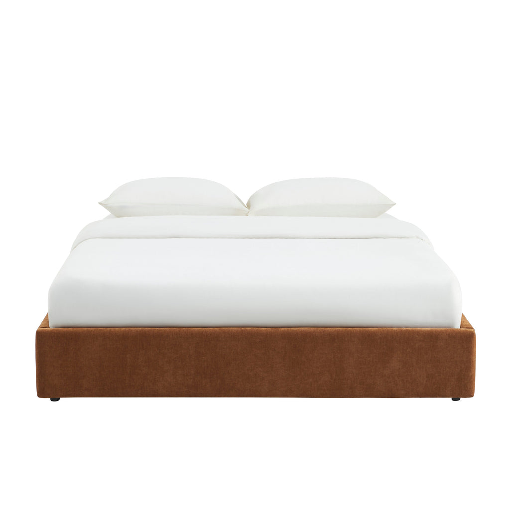 Storage Bed Ivy 160x200 Fabric Brown With Slatted Base – Brown