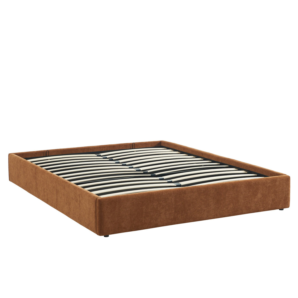 Storage Bed Ivy 160x200 Fabric Brown With Slatted Base – Brown