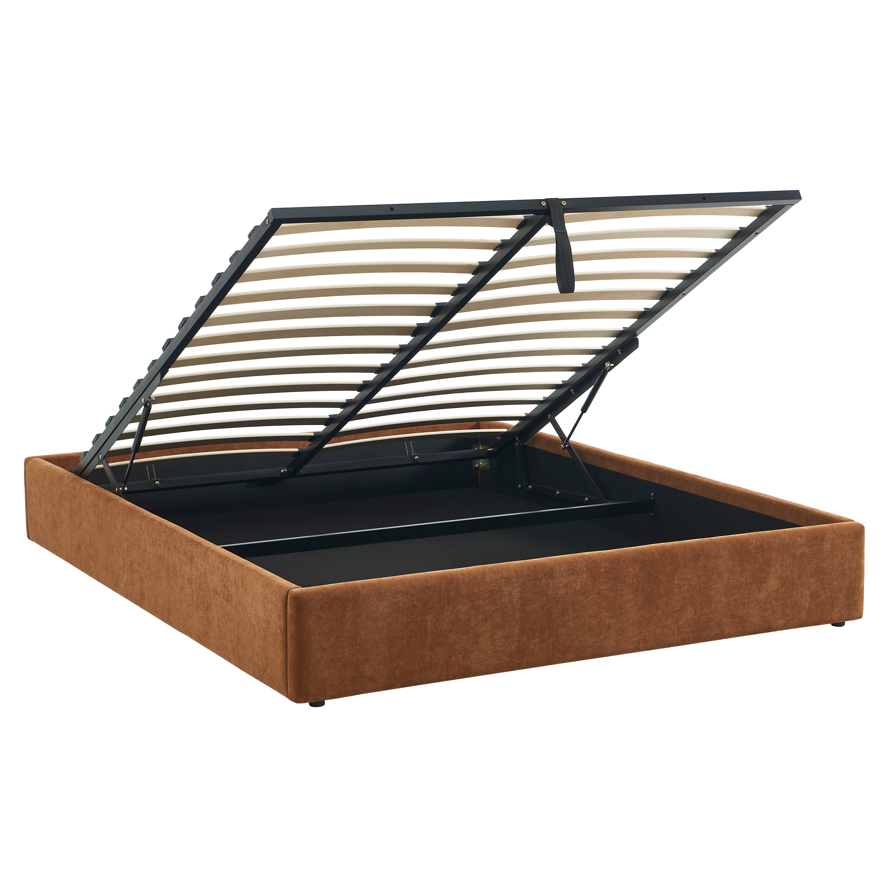 Storage Bed Ivy 160x200 Fabric Brown With Slatted Base – Brown