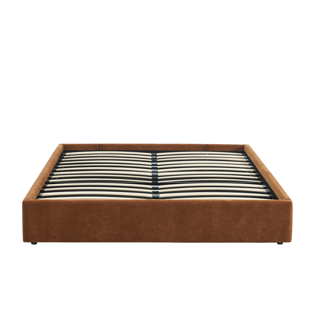 Storage Bed Ivy 160x200 Fabric Brown With Slatted Base – Brown