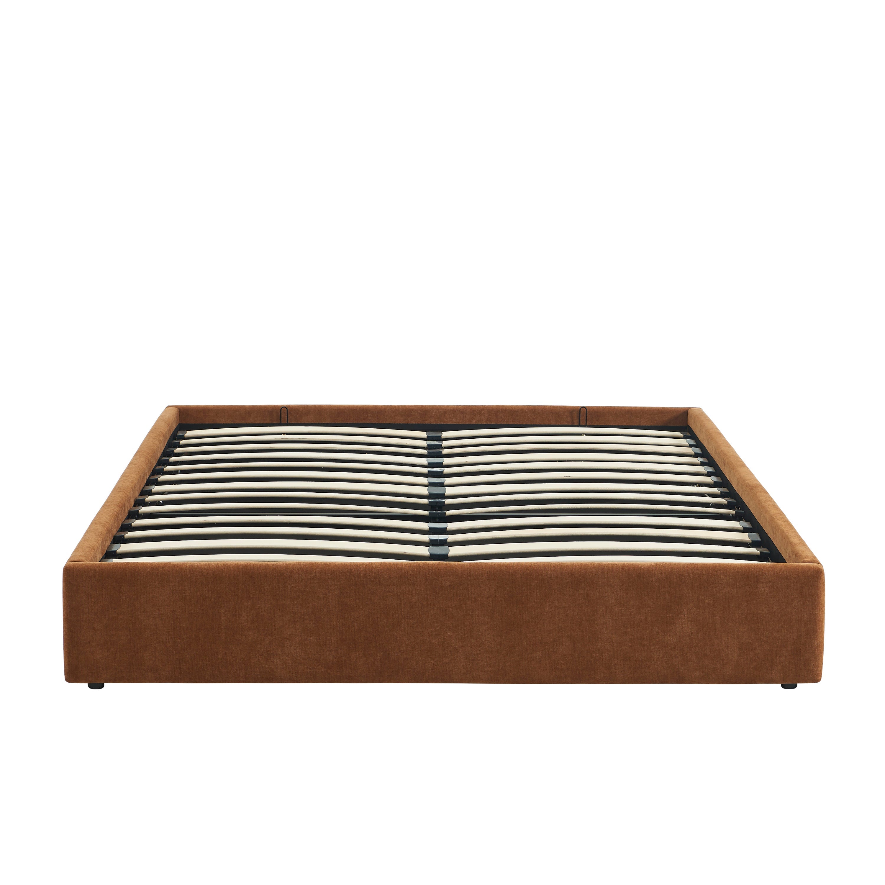 Storage Bed Ivy 160x200 Fabric Brown With Slatted Base – Brown