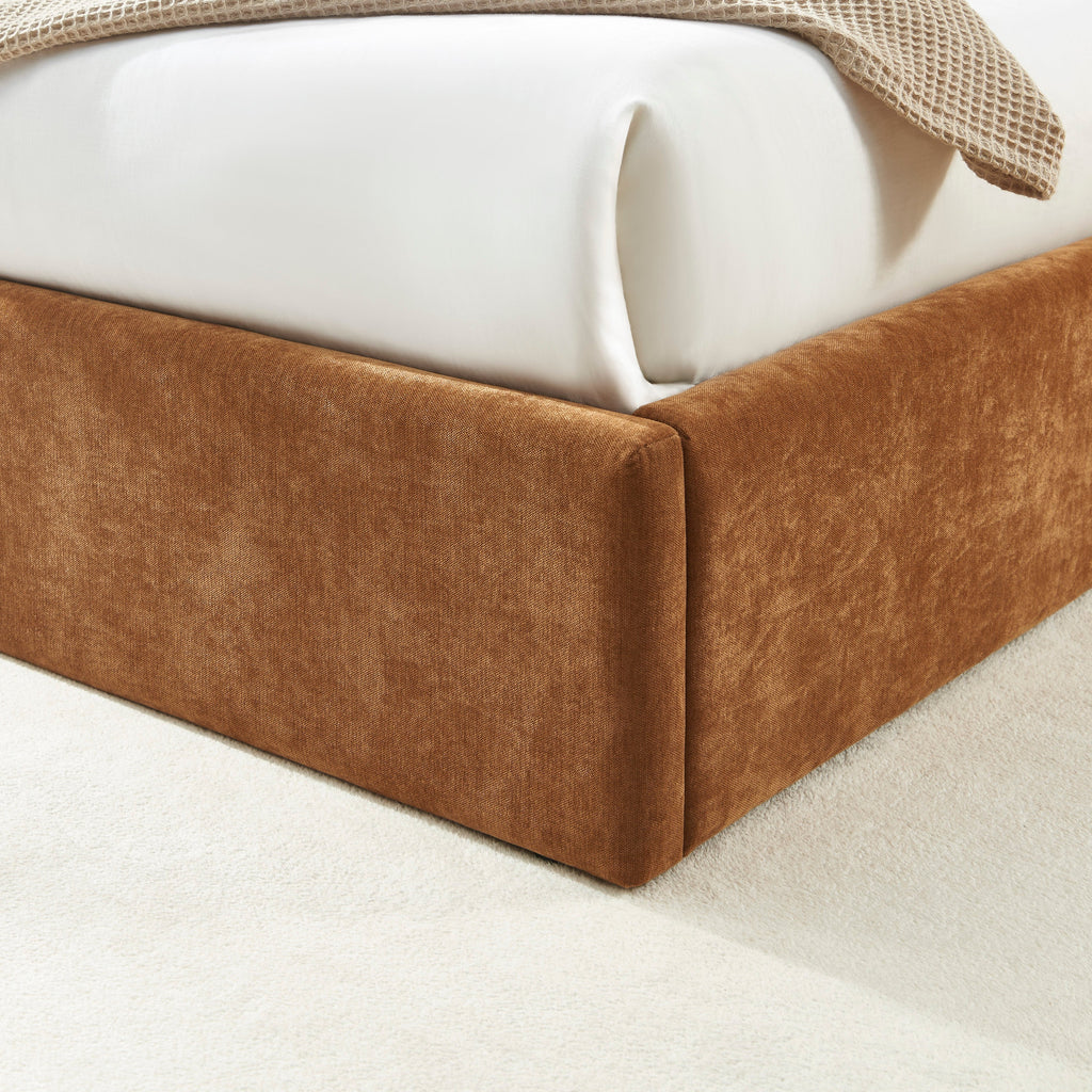 Storage Bed Ivy 160x200 Fabric Brown With Slatted Base – Brown
