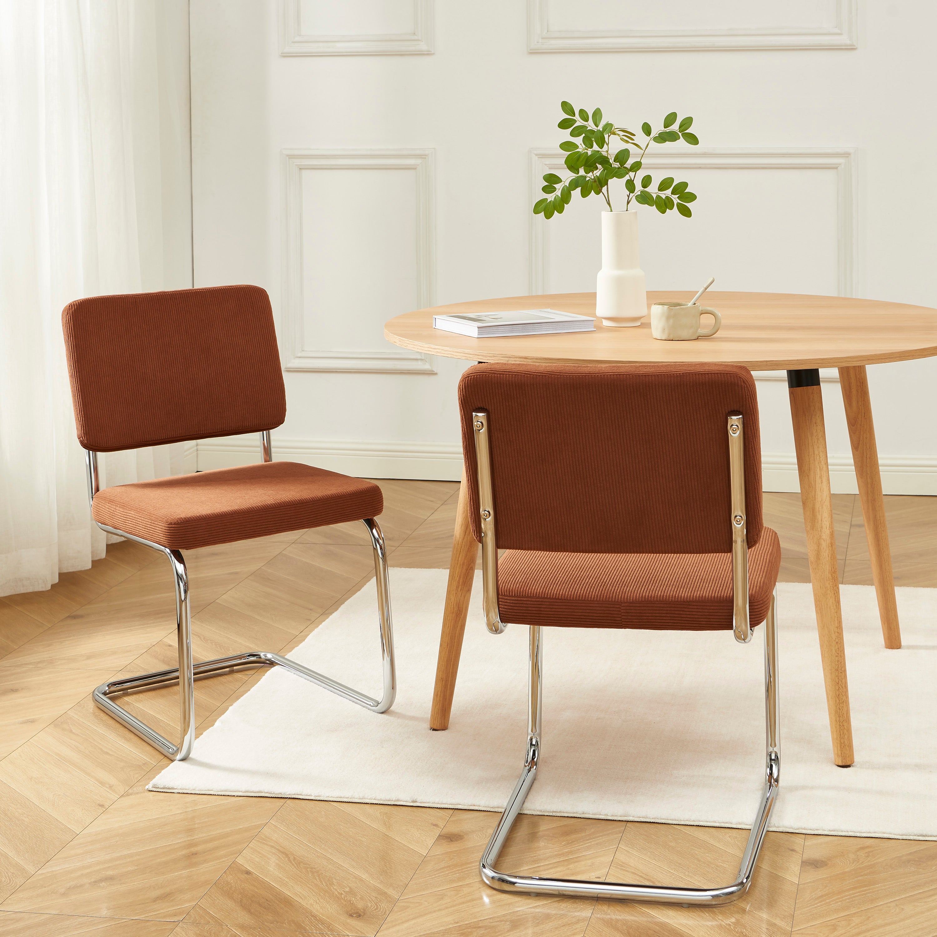 JACK Set of 2 Upholstered Dining Chairs – Terracota