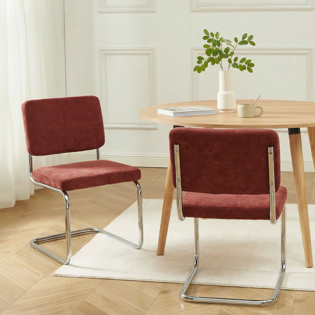 JACK Set of 2 Upholstered Dining Chairs - Red