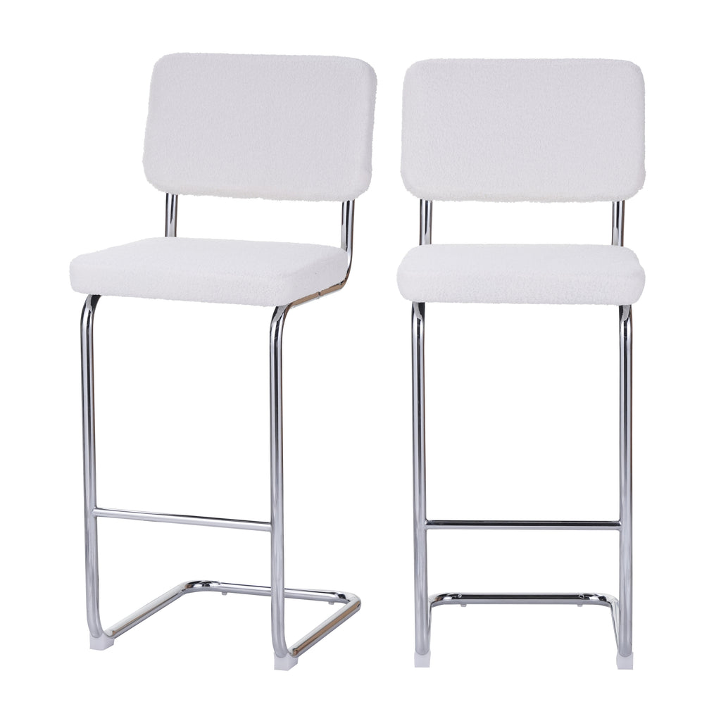 JACK Set of 2 Upholstered Bar Stools – White