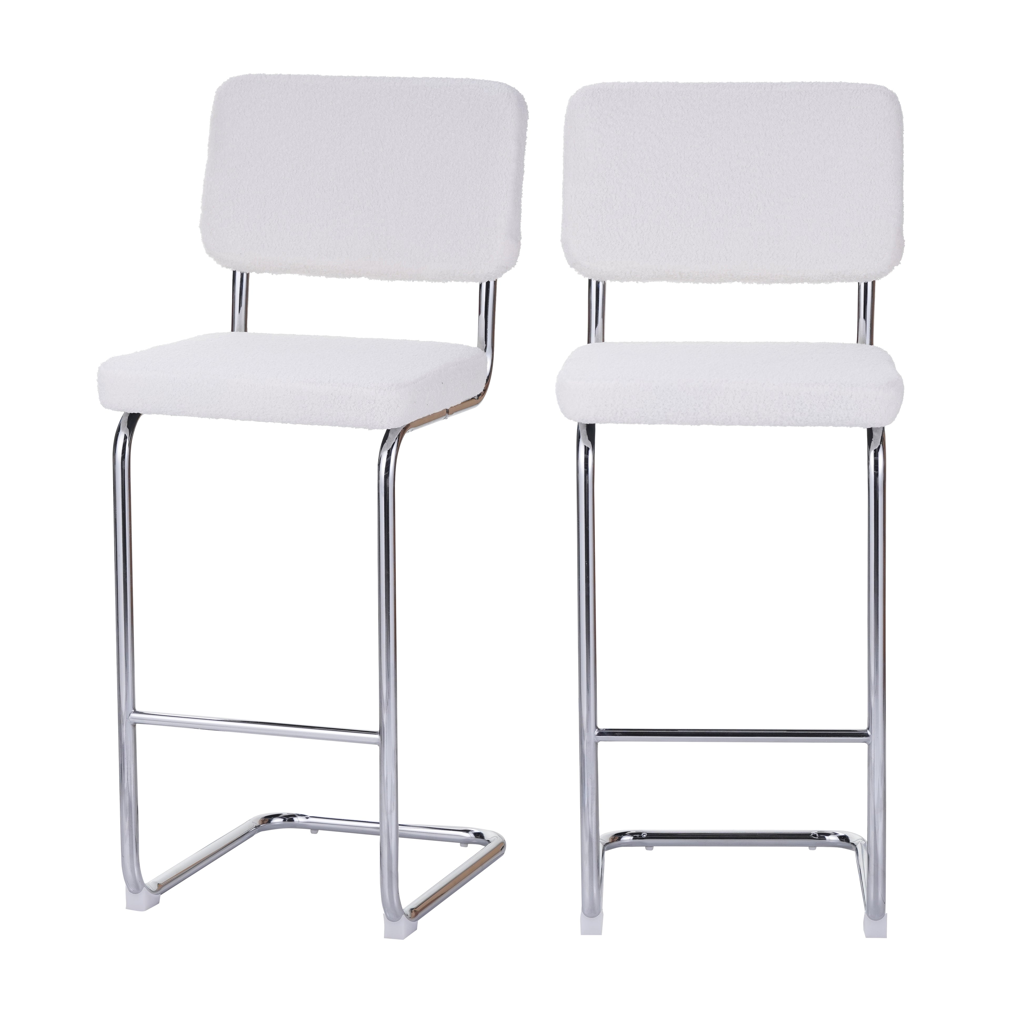 JACK Set of 2 Upholstered Bar Stools – White