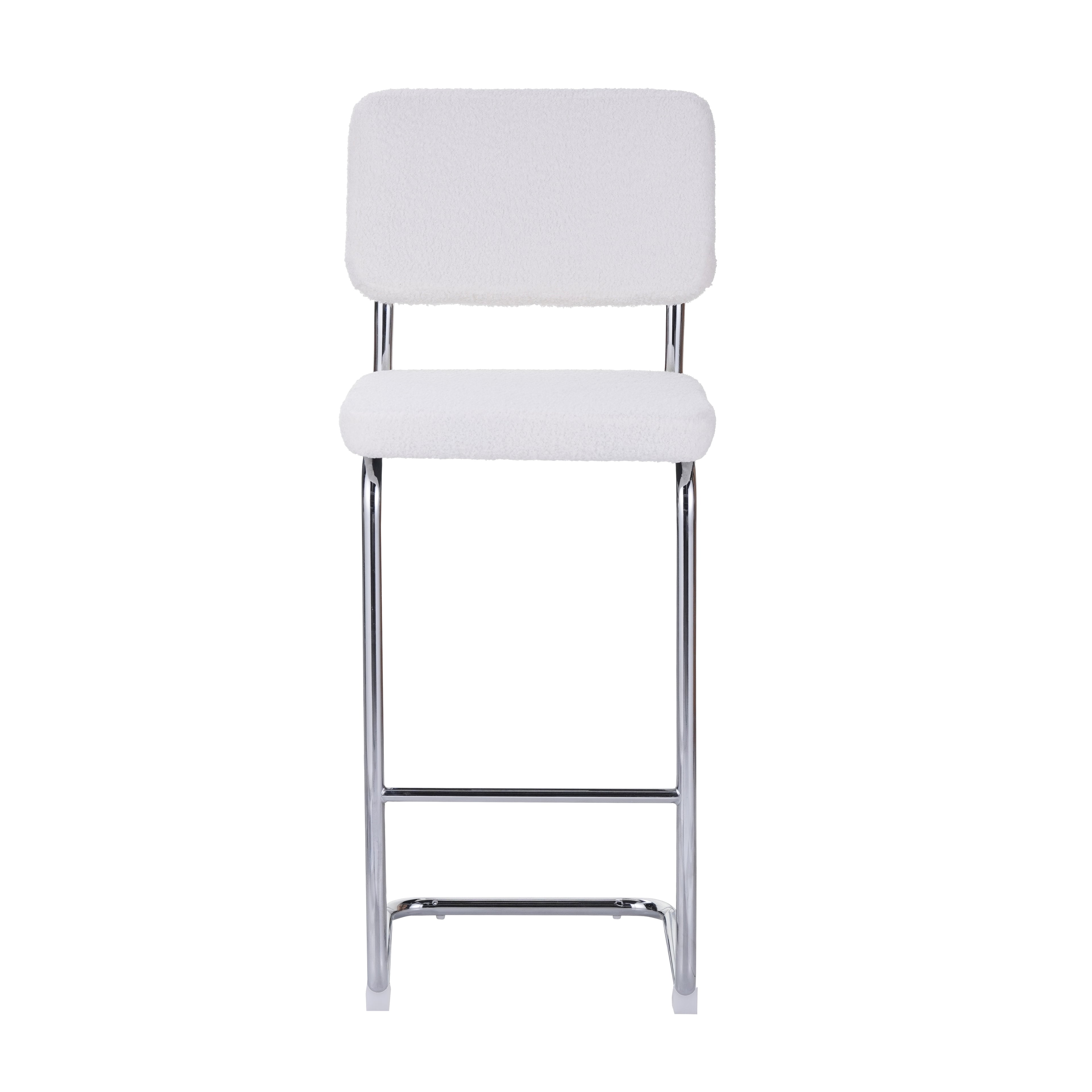 JACK Set of 2 Upholstered Bar Stools – White