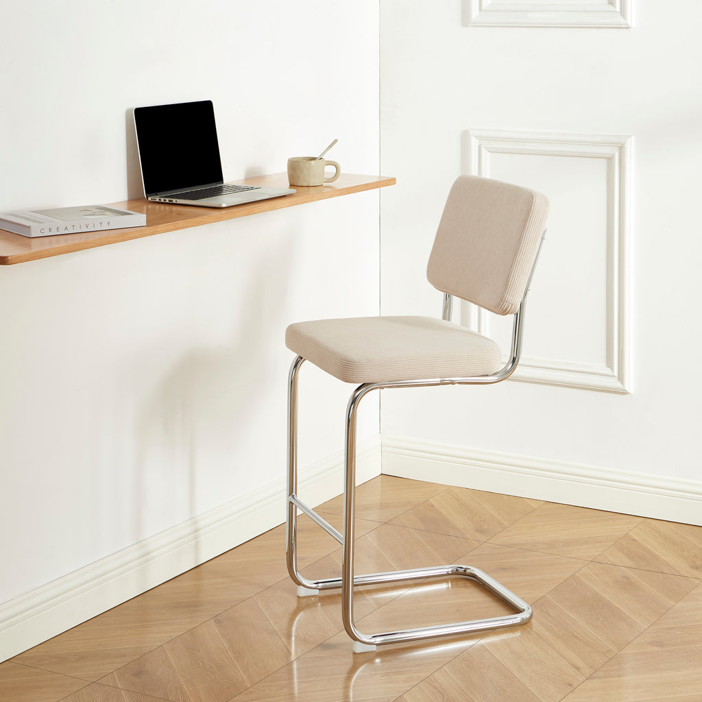 JACK Set of 2 Upholstered Bar Stools – Beige