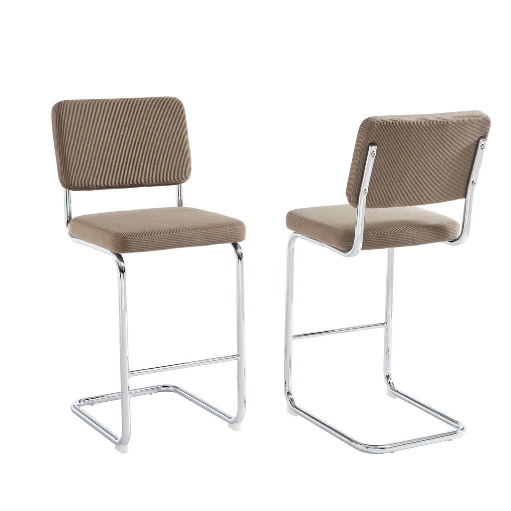JACK Set of 2 Upholstered Bar Stools – Greige