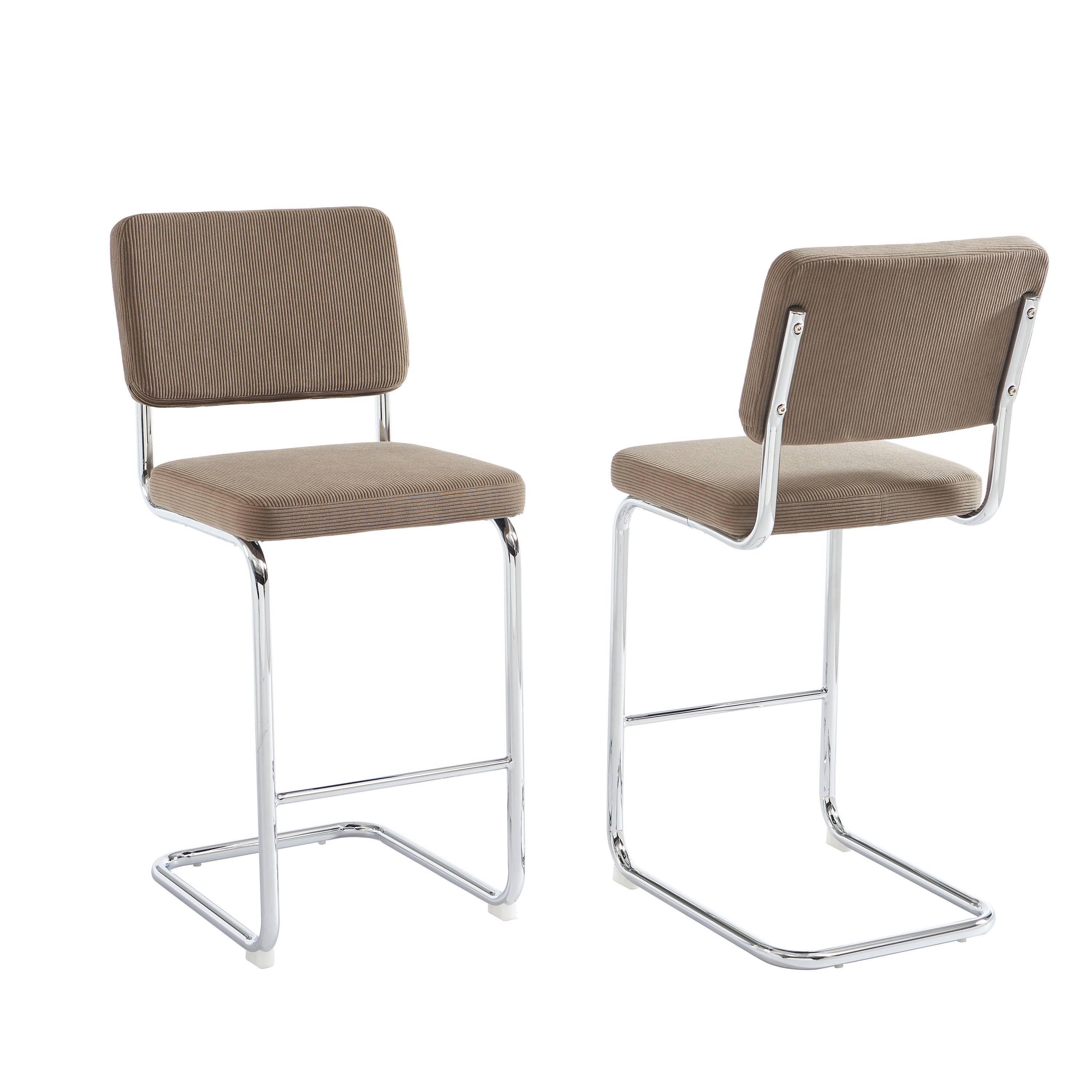 JACK Set of 2 Upholstered Bar Stools – Greige