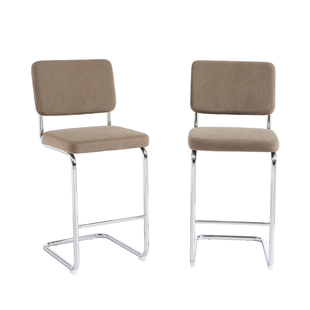 JACK Set of 2 Upholstered Bar Stools – Greige