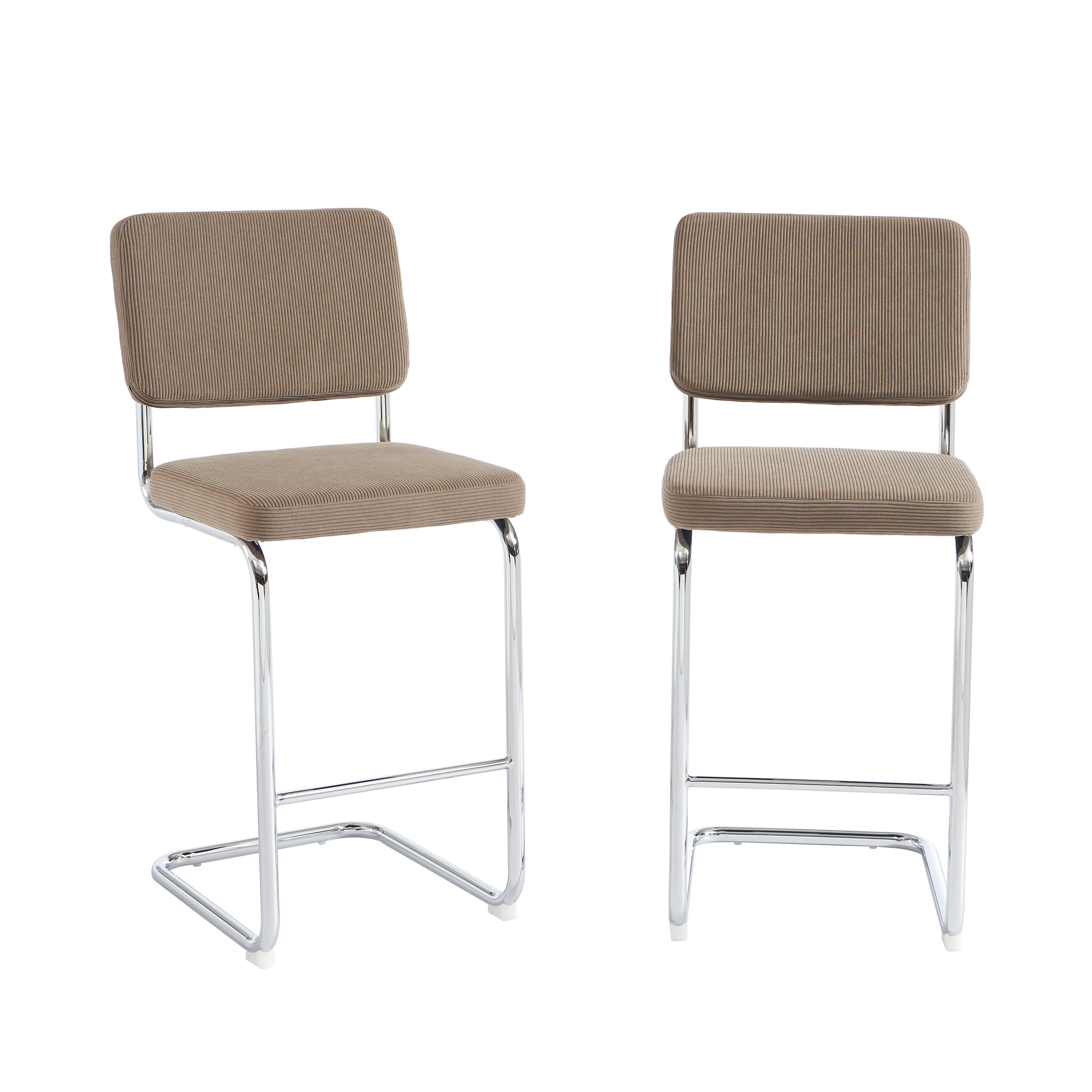 JACK Set of 2 Upholstered Bar Stools – Greige