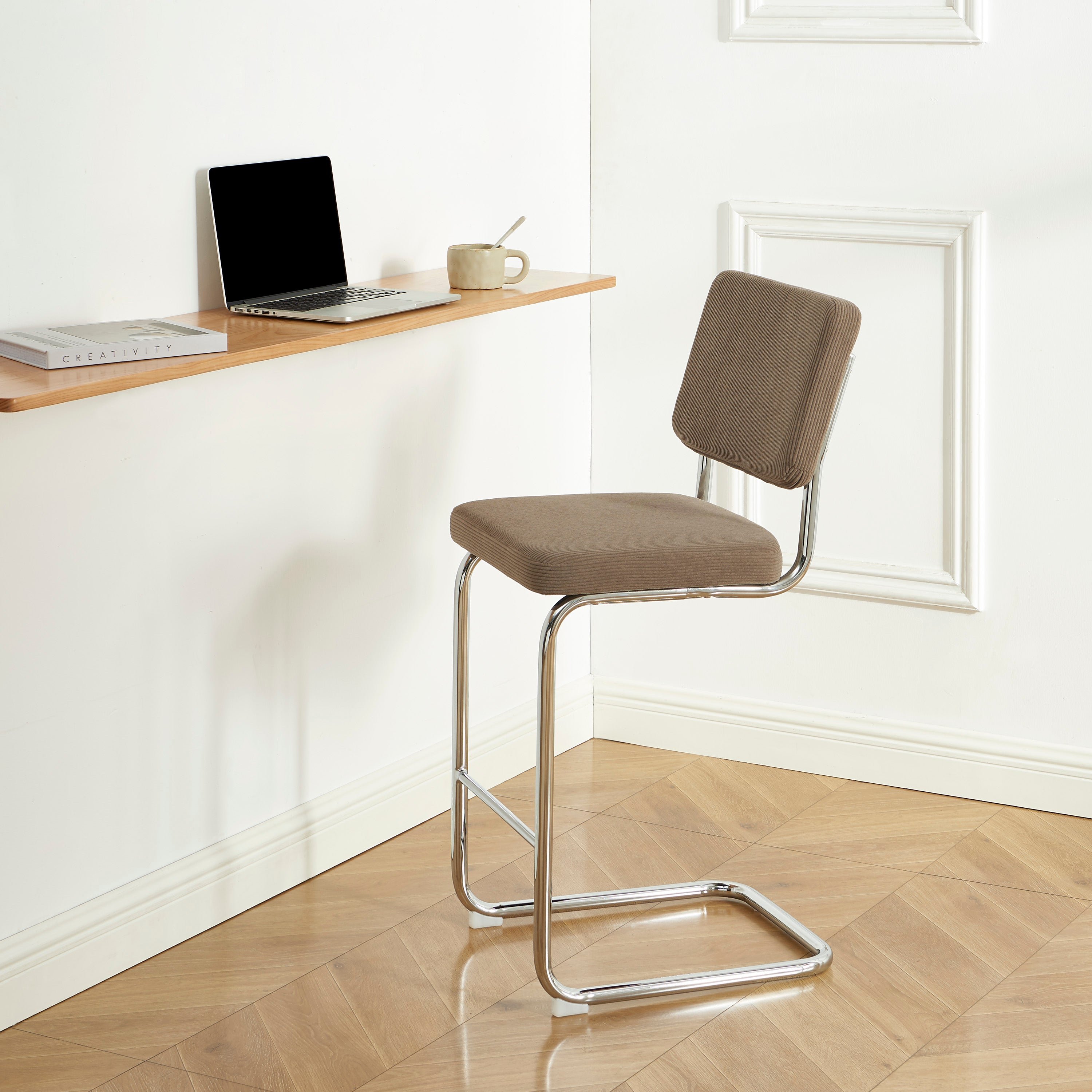JACK Set of 2 Upholstered Bar Stools – Greige