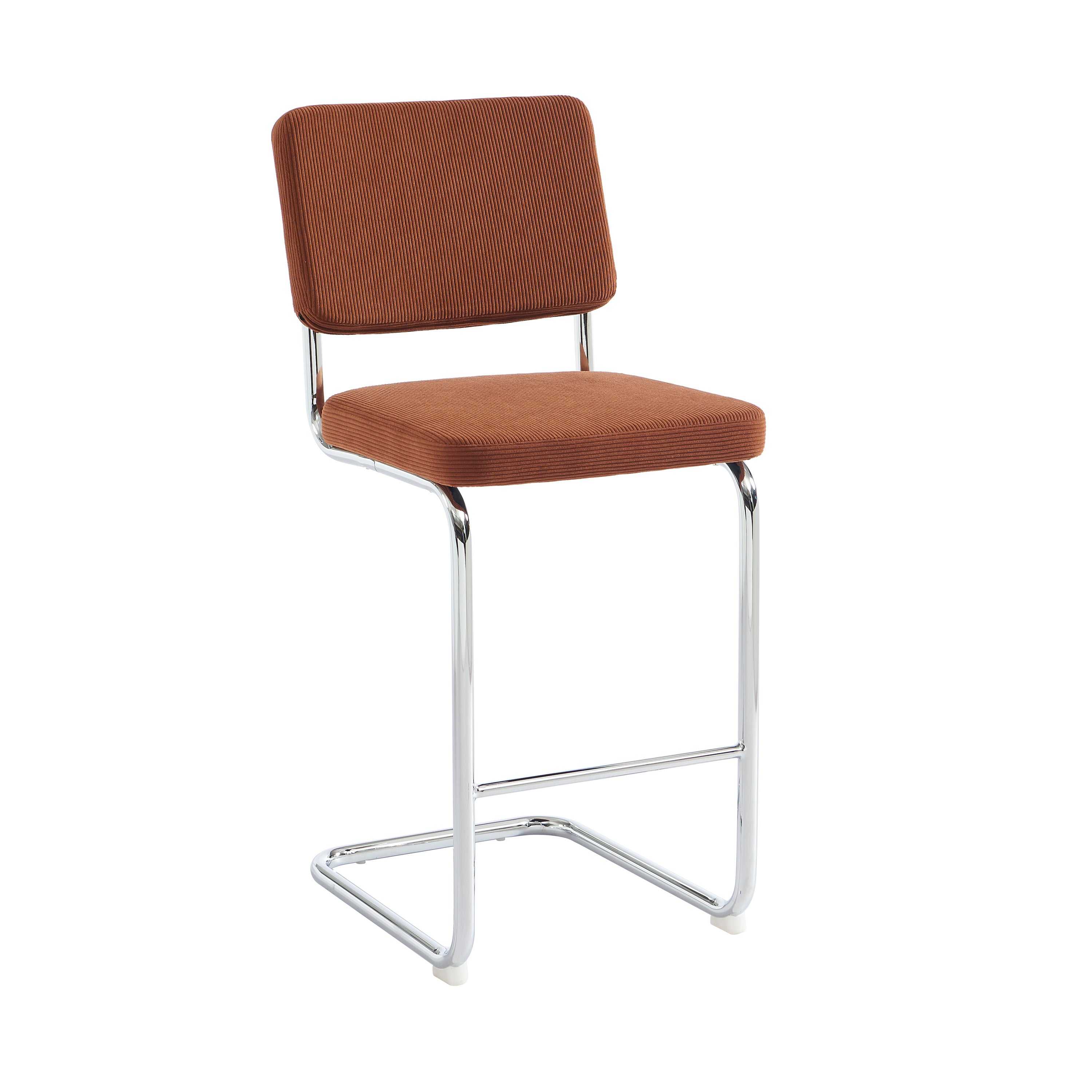 JACK Set of 2 Upholstered Bar Stools – Terracotta