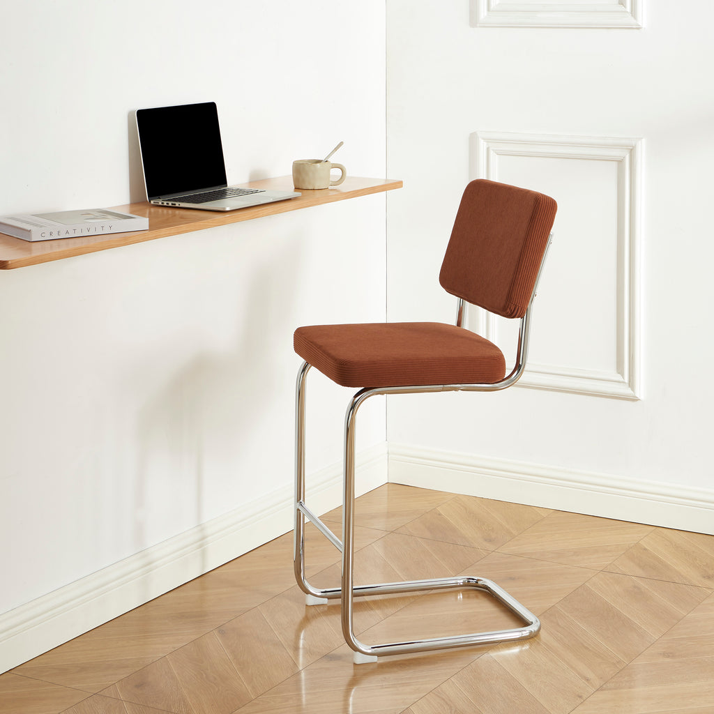 JACK Set of 2 Upholstered Bar Stools – Terracotta